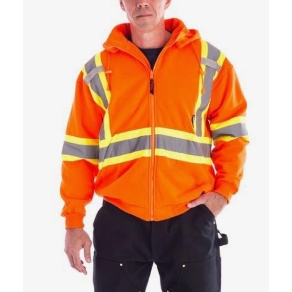 High Visibility Orange Fleece Work Hoodie - Terra Hi Viz Polyester Fleece Jacket 116506OR for Construction, Road Work & Outdoor Safety