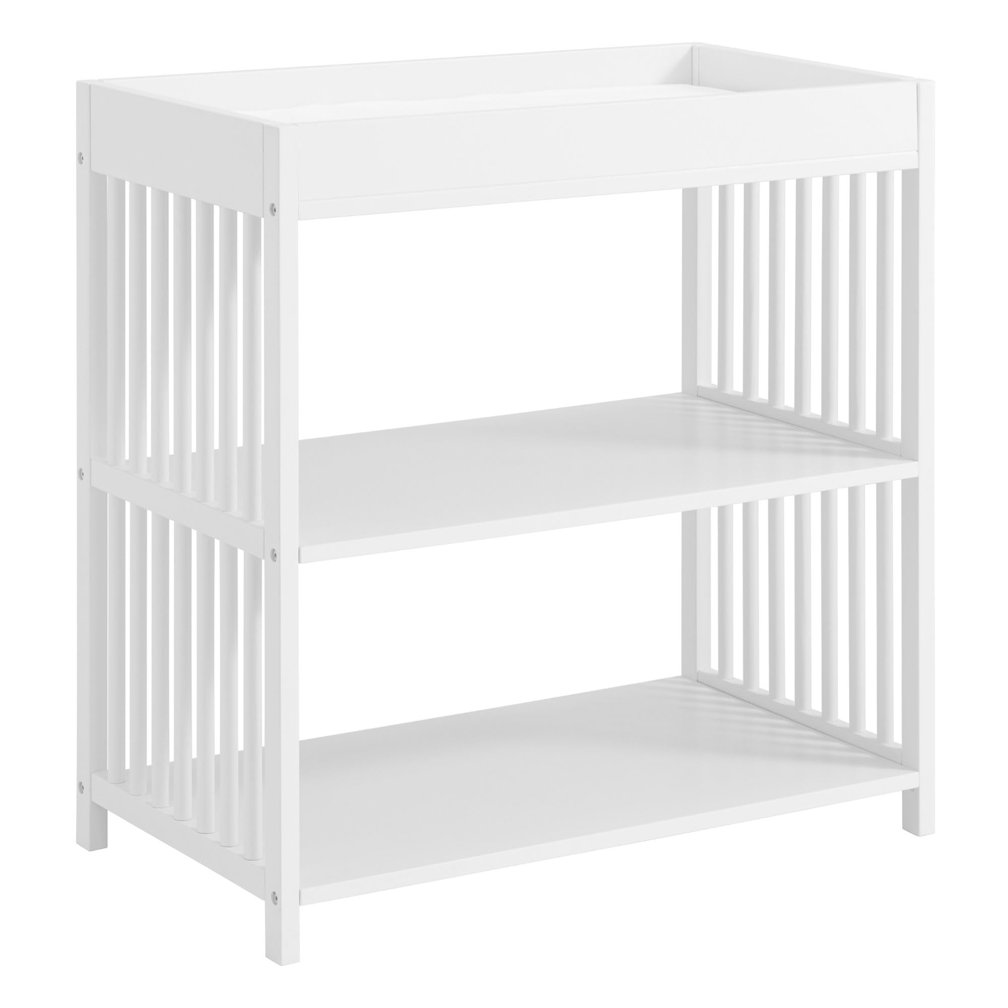 White Oxford Baby Essentials Changing Station with Round Spindles - Safe & Sturdy Nursery Changing Table for Newborns & Toddlers - Perfect for Diaper Changes, Baby Care & Nursery Organization