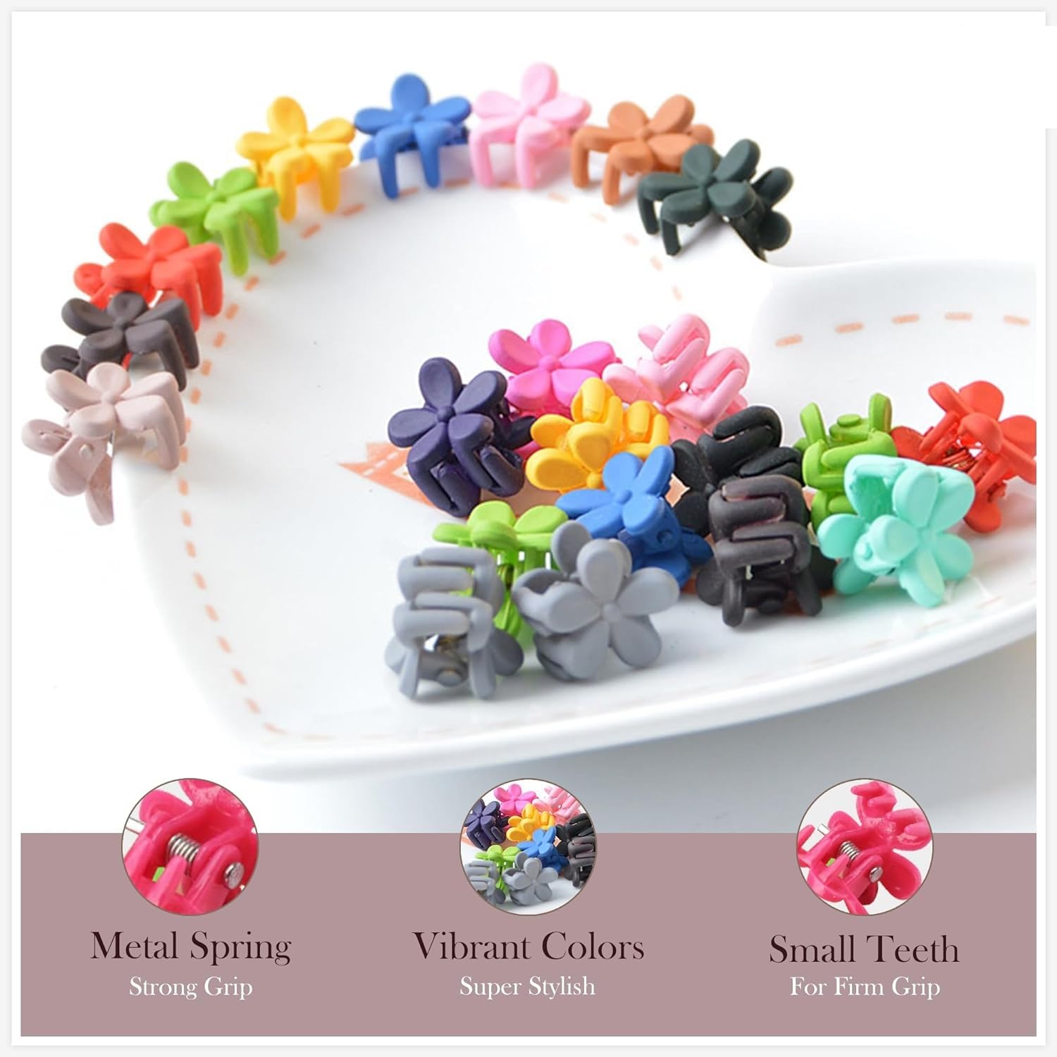 Glam Niyati Mini Flower Hair Claw Clips - Small Bang Barrettes for Baby Girls, Toddlers, Teens & Kids | 20-Piece Set | Cute Hair Accessories for School, Parties & Everyday Use