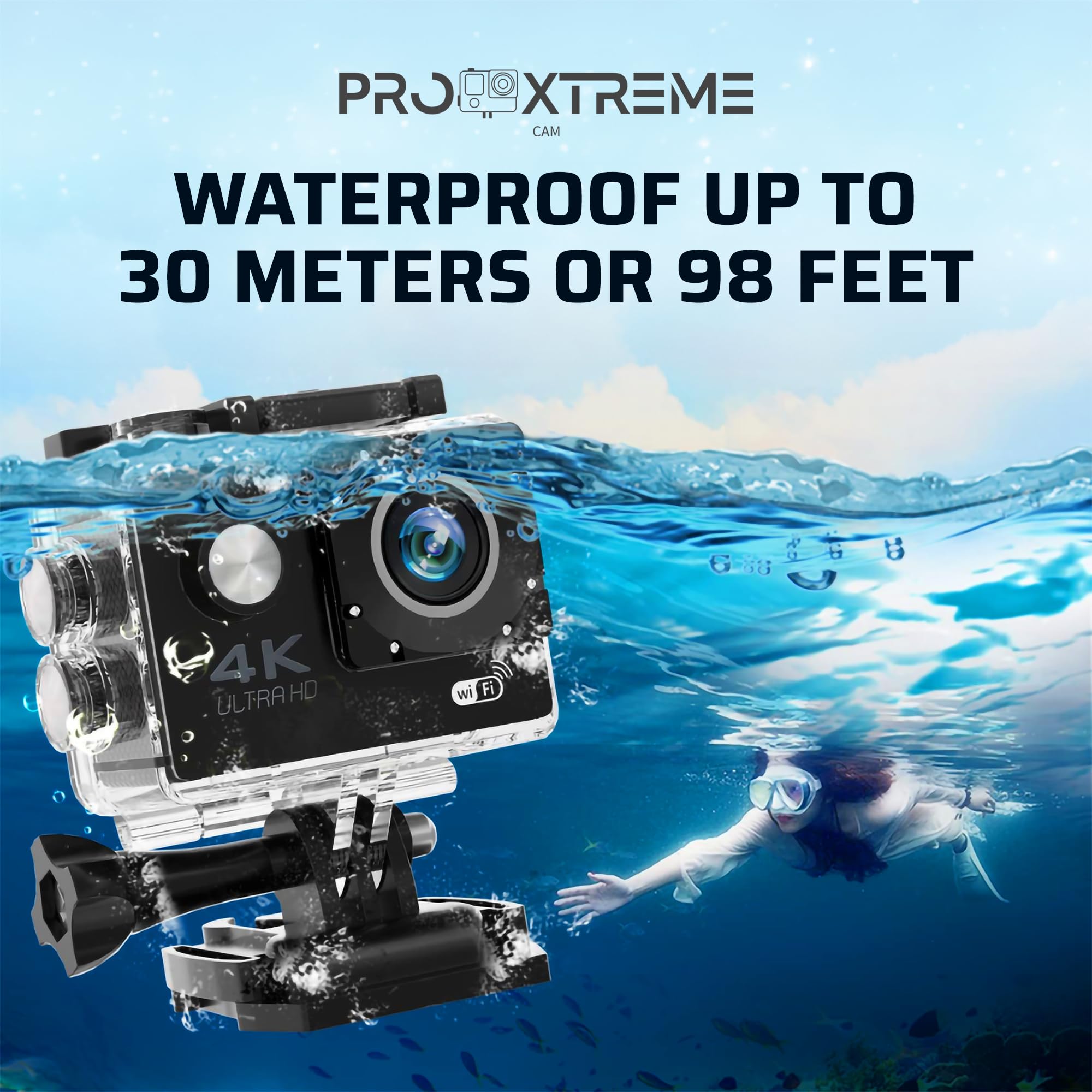 Pro Xtreme 4K Action Camera - Waterproof WiFi 170° Wide Angle for Snorkeling & Sports