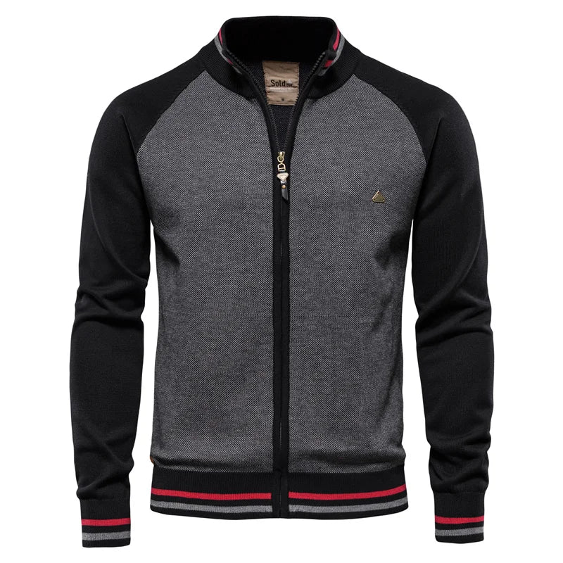 Men's Argyle Solid Color Cotton Cardigan - Casual Winter Zipper Sweater for Men | Warm & Stylish Basic Knitwear for Office, Outdoors & Daily Wear