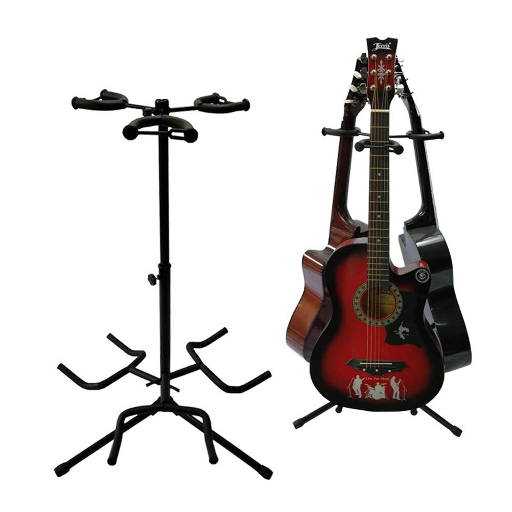 Triple Guitar Stand for Electric, Acoustic & Bass - Heavy Duty Black Musician's Gear with Secure Cradle Design | Perfect for Stage Performances, Studio Sessions & Home Storage