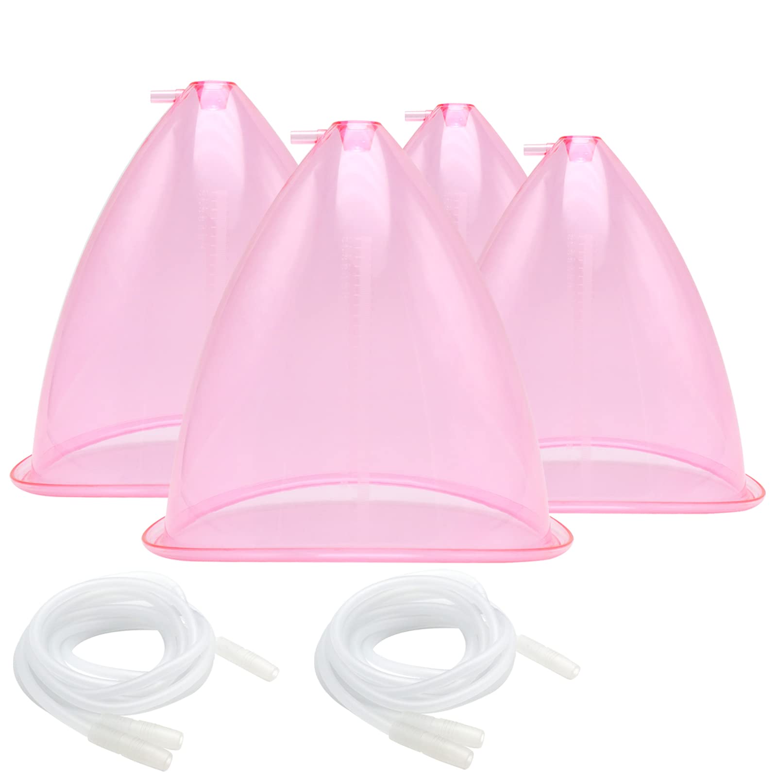 XL Vacuum Therapy Butt Suction Cups 210ml & 180ml - Butt Lifting Massage Cups with Y-Hose for Body Sculpting | Perfect for Spa, Home Massage & Vacuum Therapy (Pink, 2 Pairs)