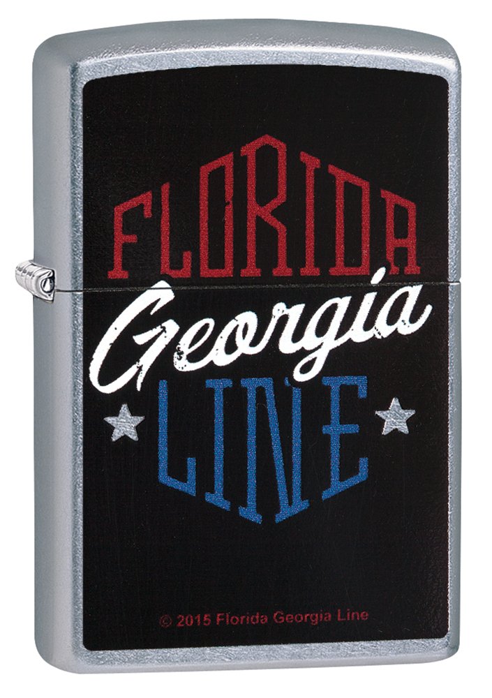 Zippo Florida Georgia Line Pocket Lighter - Street Chrome Finish | Windproof Refillable Metal Lighter for Outdoor, Camping, Travel & Everyday Carry (EDC)
