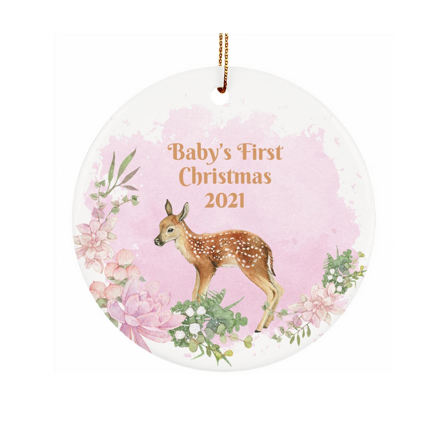 Baby's First Christmas Ornaments 2021 - Ceramic or Plastic Reindeer Keepsake for Holiday Tree Decorations | Perfect for Newborn's First Christmas Memory & Family Traditions