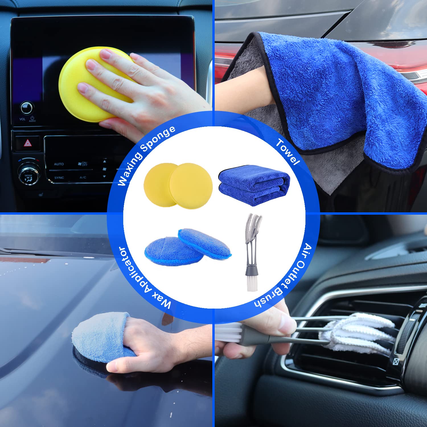 20Pcs Car Detailing Brush Set - Professional Auto Cleaning Kit with 17