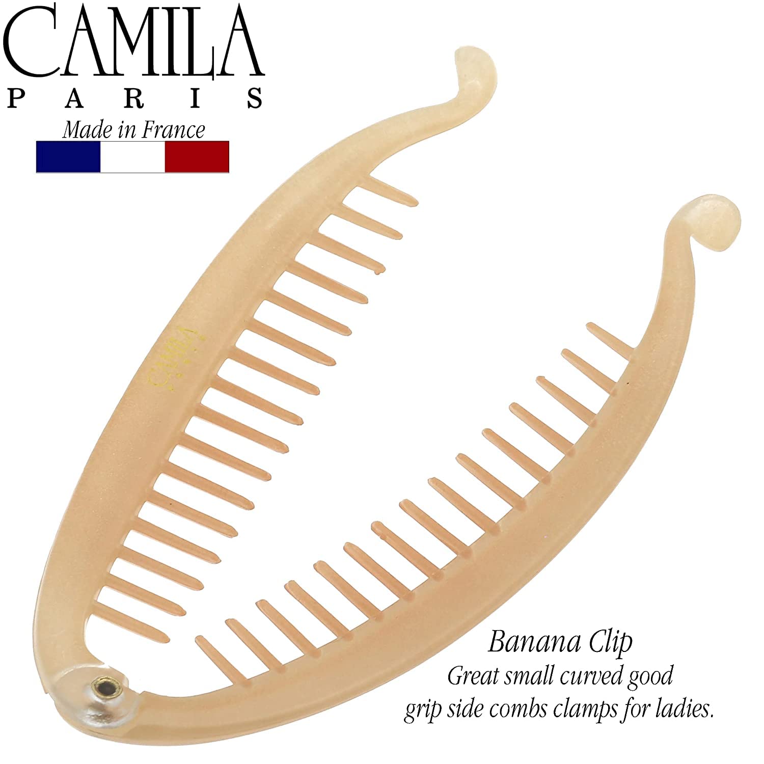 Camila Paris CP3133 2-Pack French Banana Clip Hair Combs - Classic Girls Updo & Ponytail Holders - Flexible Interlocking Hair Clips for Women - Fashionable & Durable Styling Accessories (Made in France) - Perfect for School, Work, Parties & Everyday Hairstyles