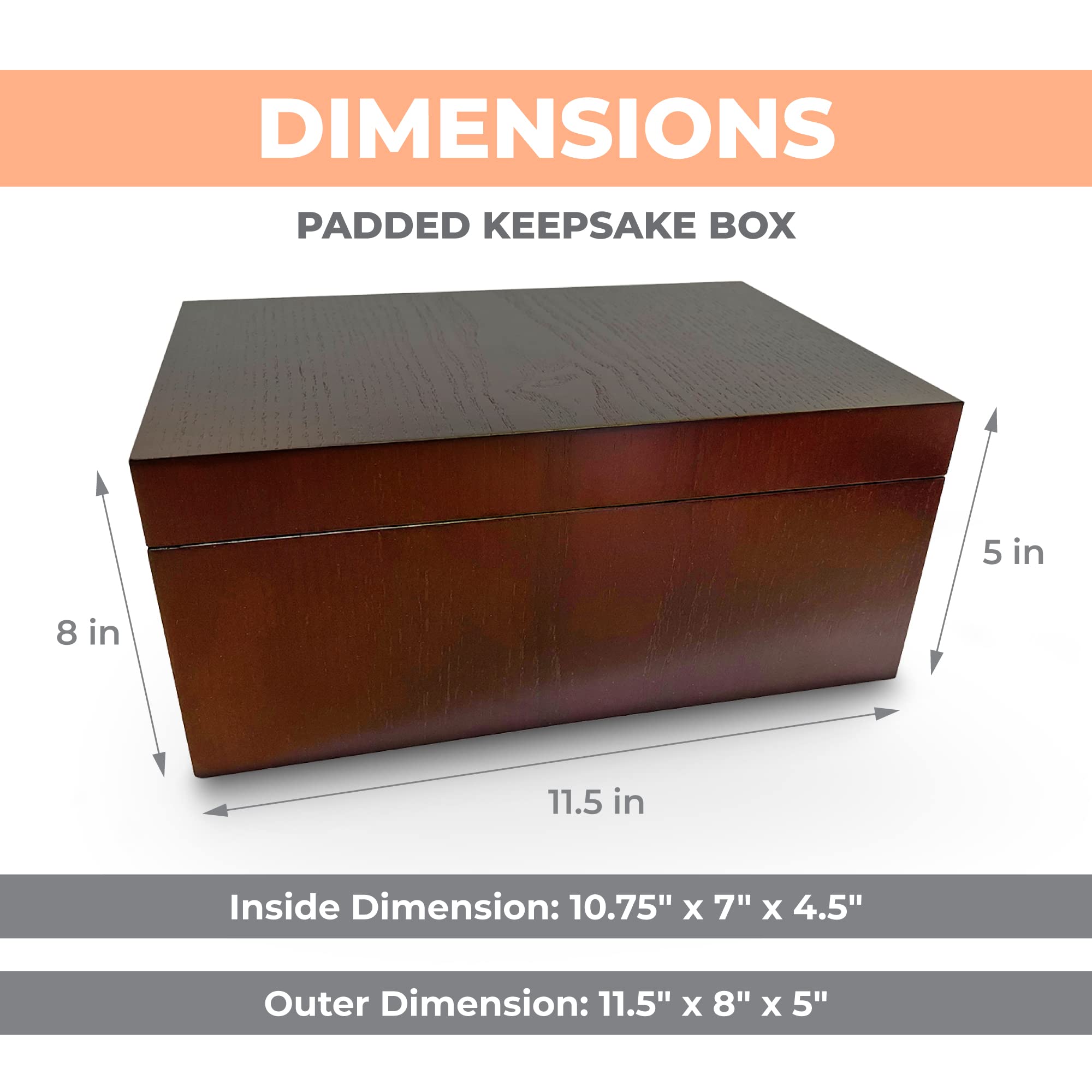 Blake & Lake Large Oak Wood Keepsake Box with Buffalo Plaid Lining - Handcrafted Decorative Storage Box with Lift-Off Lid - Perfect for Jewelry, Photos & Home Decor Organization