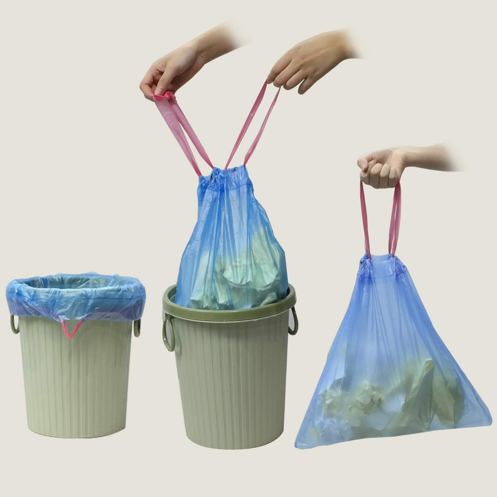 10 Gallon Kitchen Trash Bags with Drawstring - Blue Heavy Duty Garbage Bags (2 Rolls/110 Count) for Home, Office & Outdoor Waste Disposal