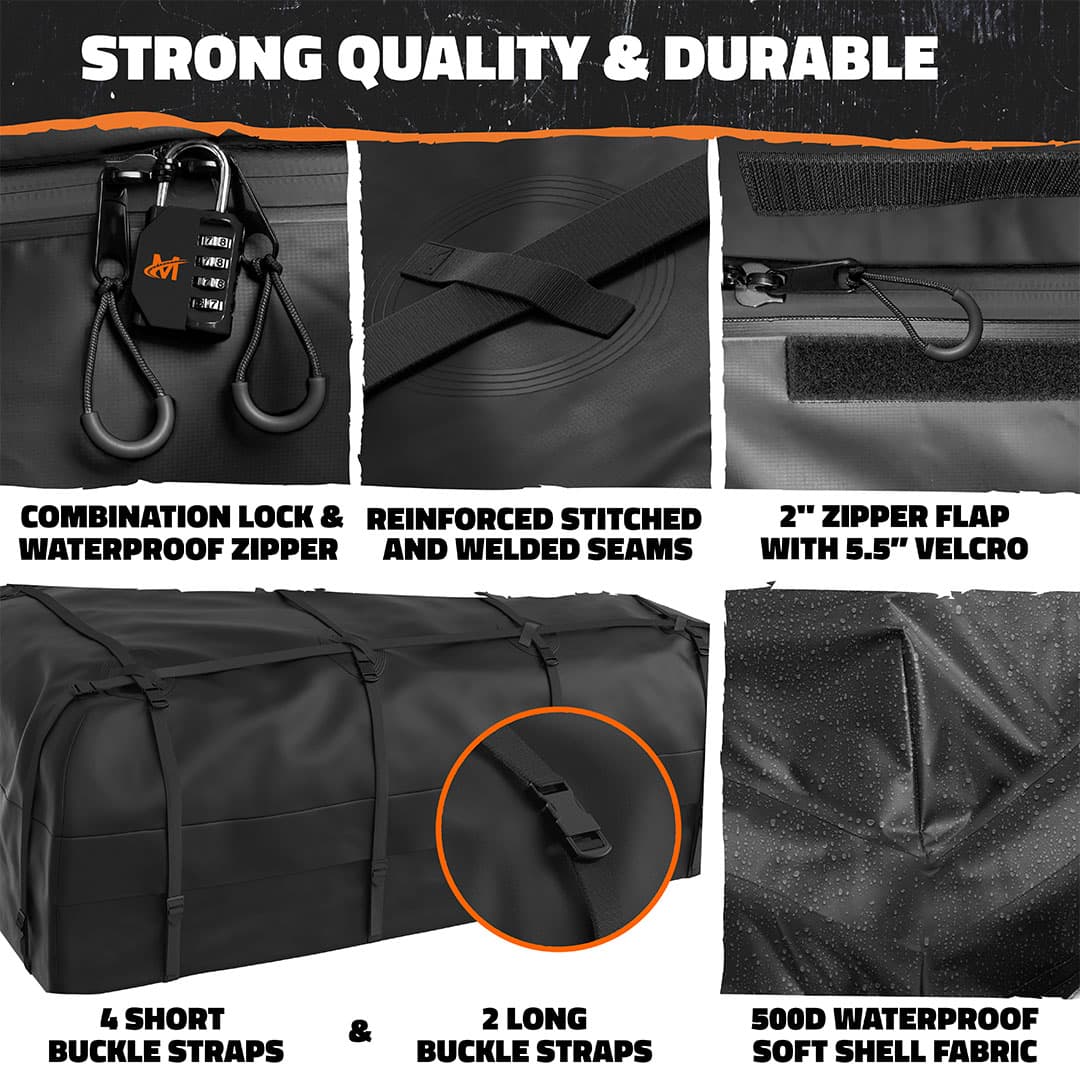 90x50x6 XXL Waterproof Roof Cargo Carrier Bag - 50 Cubic Feet Heavy Duty Car Top Storage for SUV, Truck & Travel - Perfect for Road Trips, Camping & Outdoor Adventures