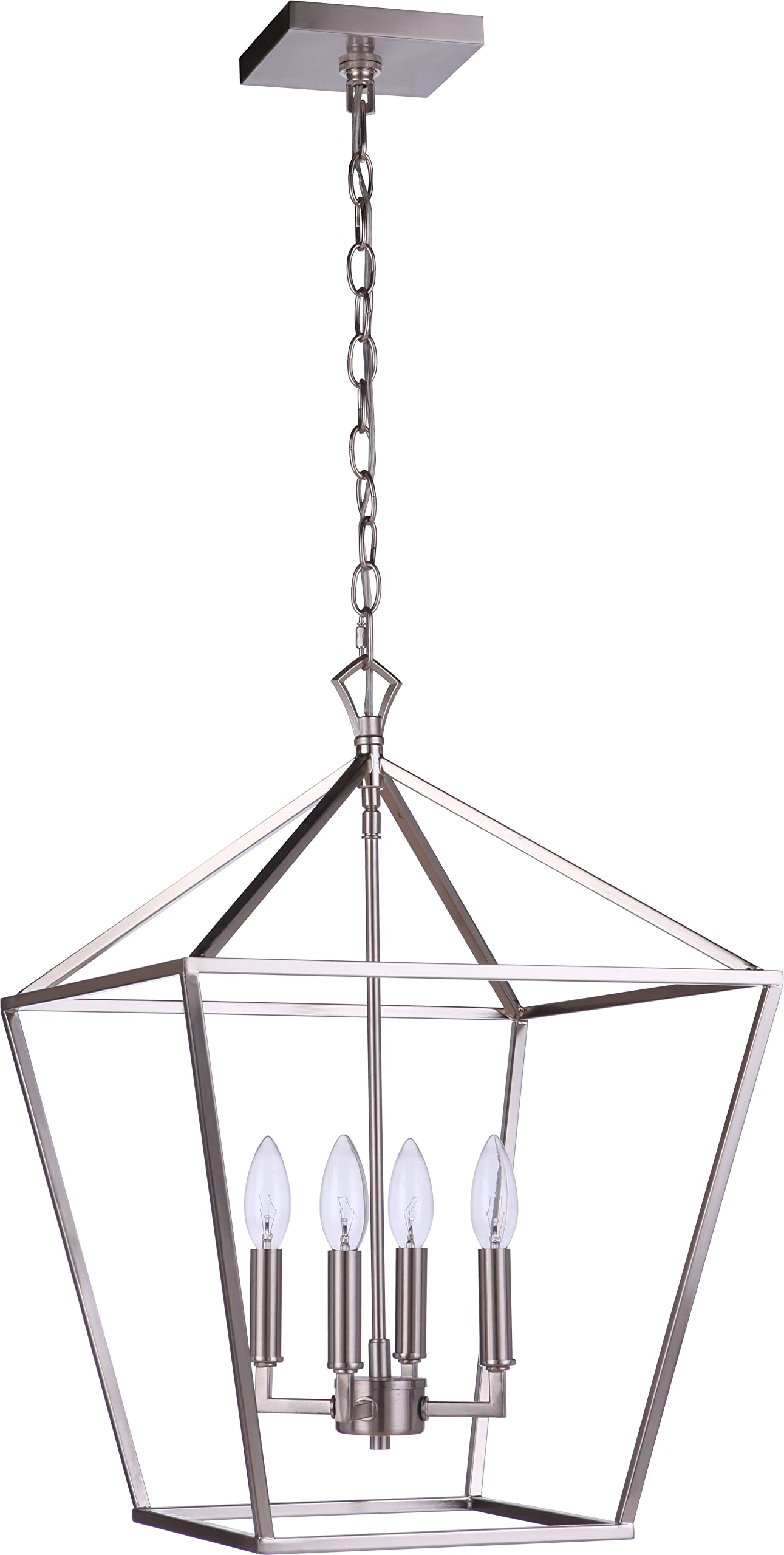 Craftmade 56335-BNK Flynt II Open Frame Candle Foyer Lantern - 4-Light 240W, Brushed Polished Nickel Finish, 23