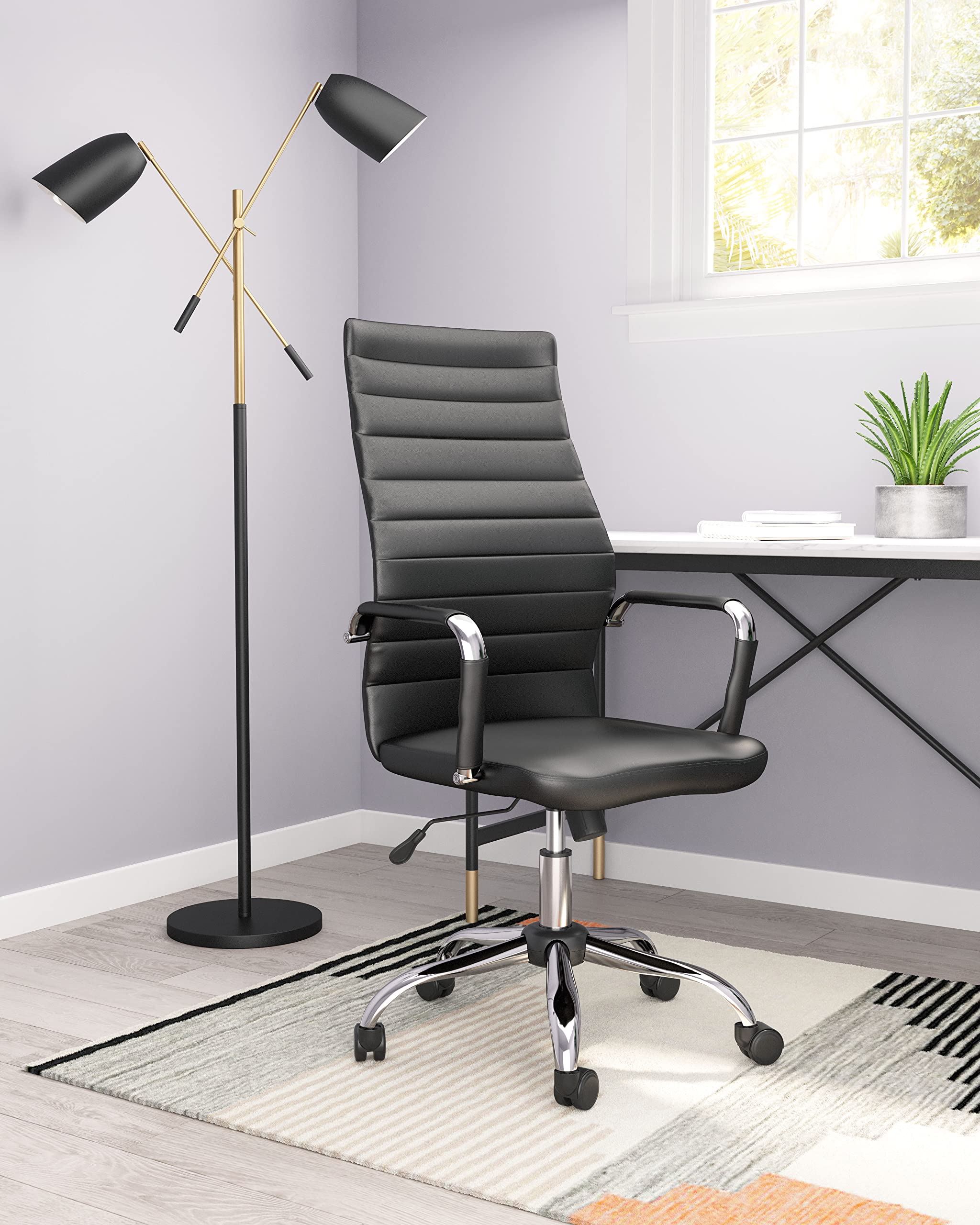 Zuo Primero Ergonomic Office Chair - Adjustable Height, Lumbar Support, Swivel & Rolling - Black Mesh Computer Desk Chair for Home & Office Workspace