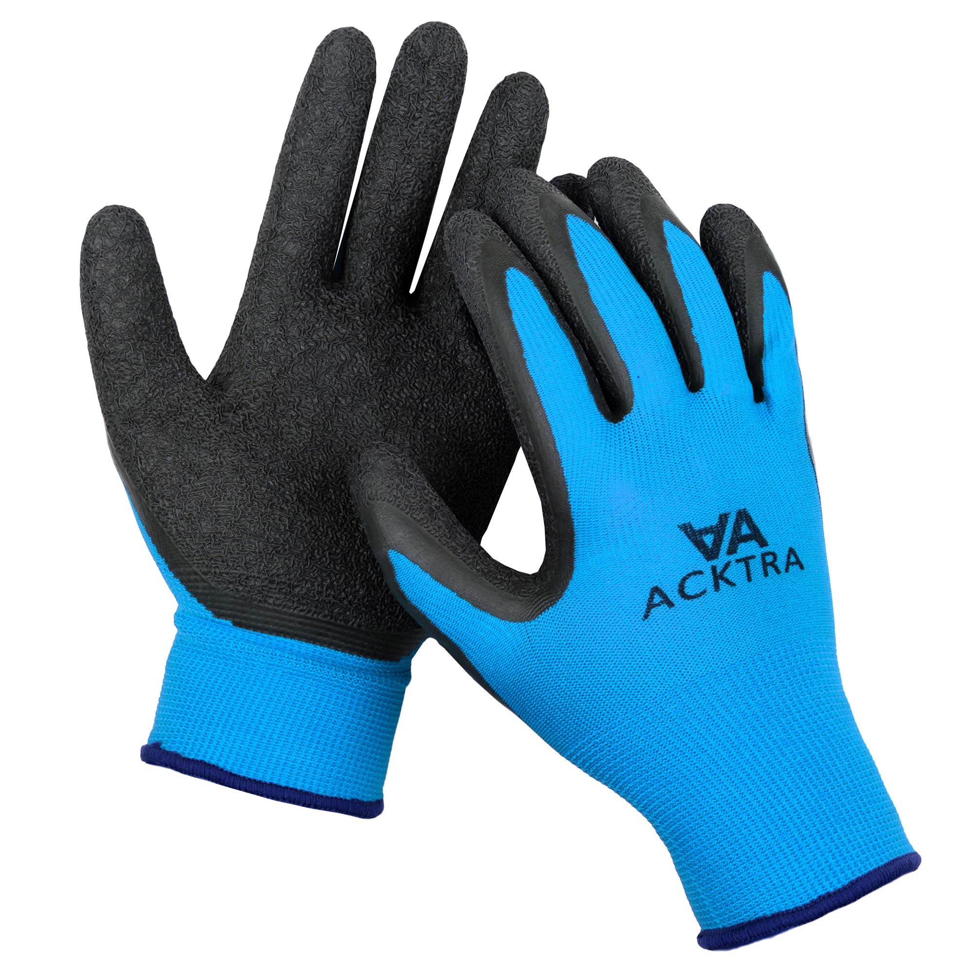 Crinkle Rubber Coated Safety Work Gloves - Non-Slip, Durable, Bulk Pack (12 Pairs) - Ideal for Construction, Gardening, and Warehouse Use - WG008 BLB
