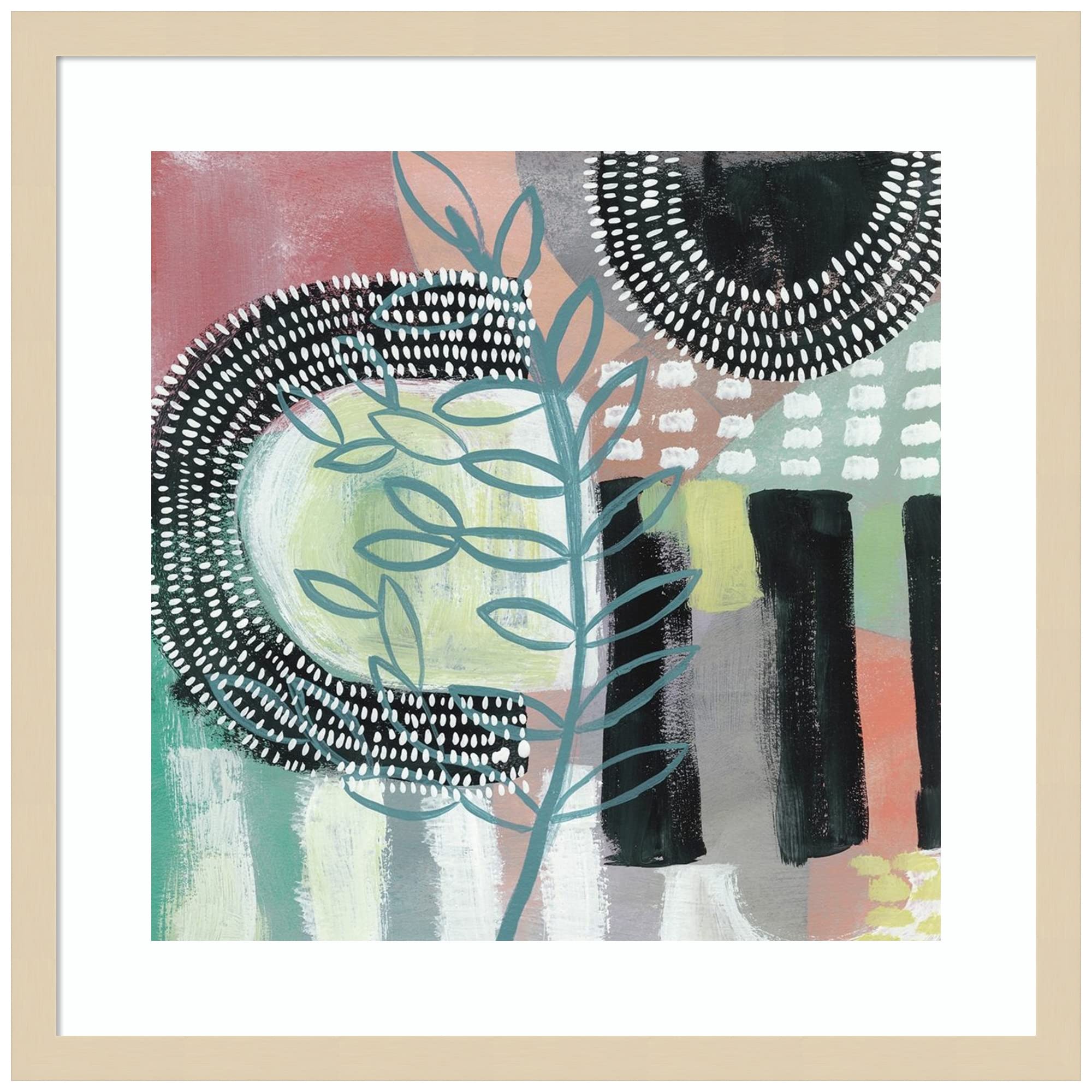 Amanti Art Wood Framed Wall Art Print - Ticker Tape II by Chariklia Zarris - 21x21 Inches - Svelte Natural Frame - Modern Home & Office Decor - Perfect for Living Room, Bedroom, or Office Wall Decor