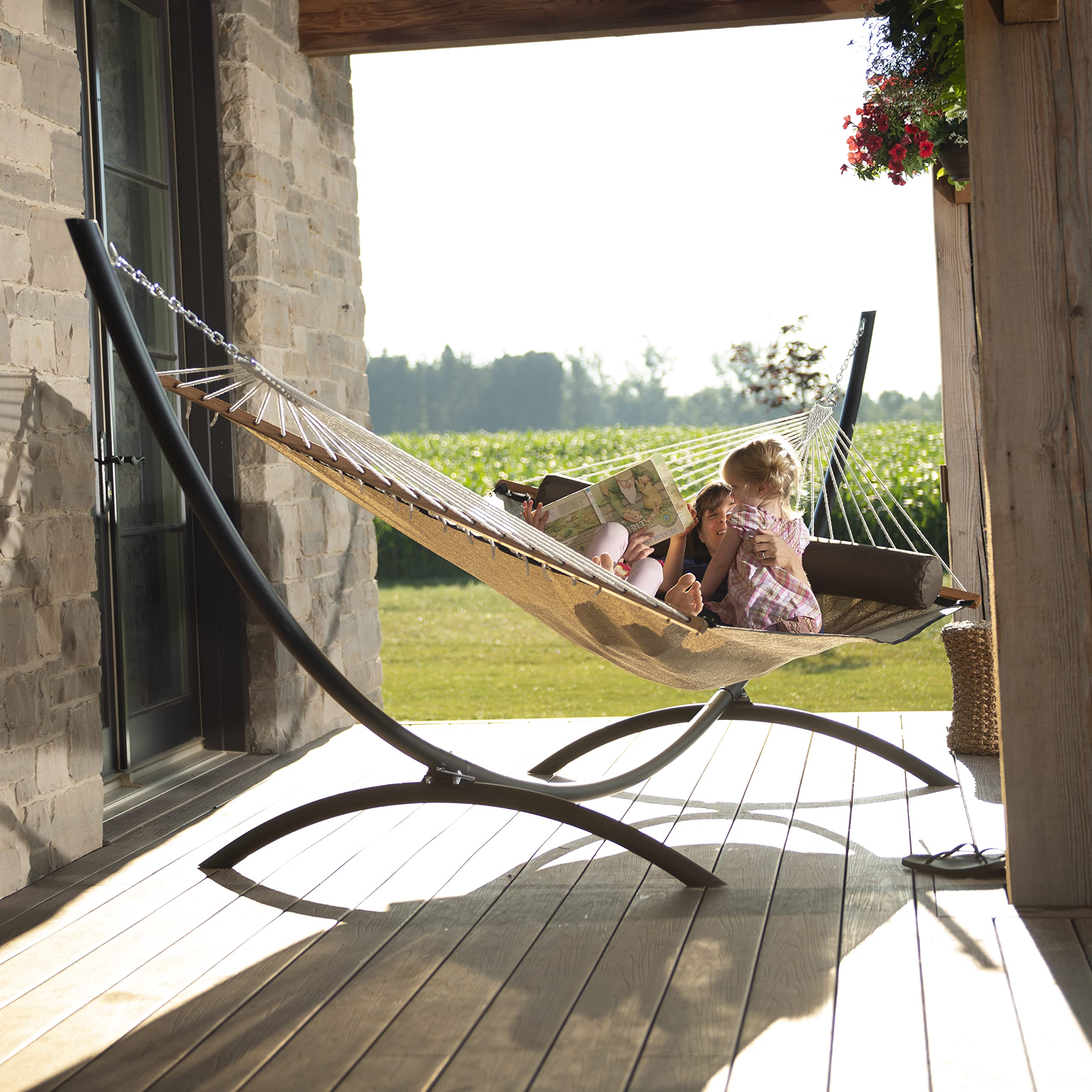 Vivere Steel Arc 15-Foot Hammock Stand - Heavy Duty Outdoor Hammock Frame for Backyard, Patio, Garden, Beach & Camping - Supports Up to 450 lbs