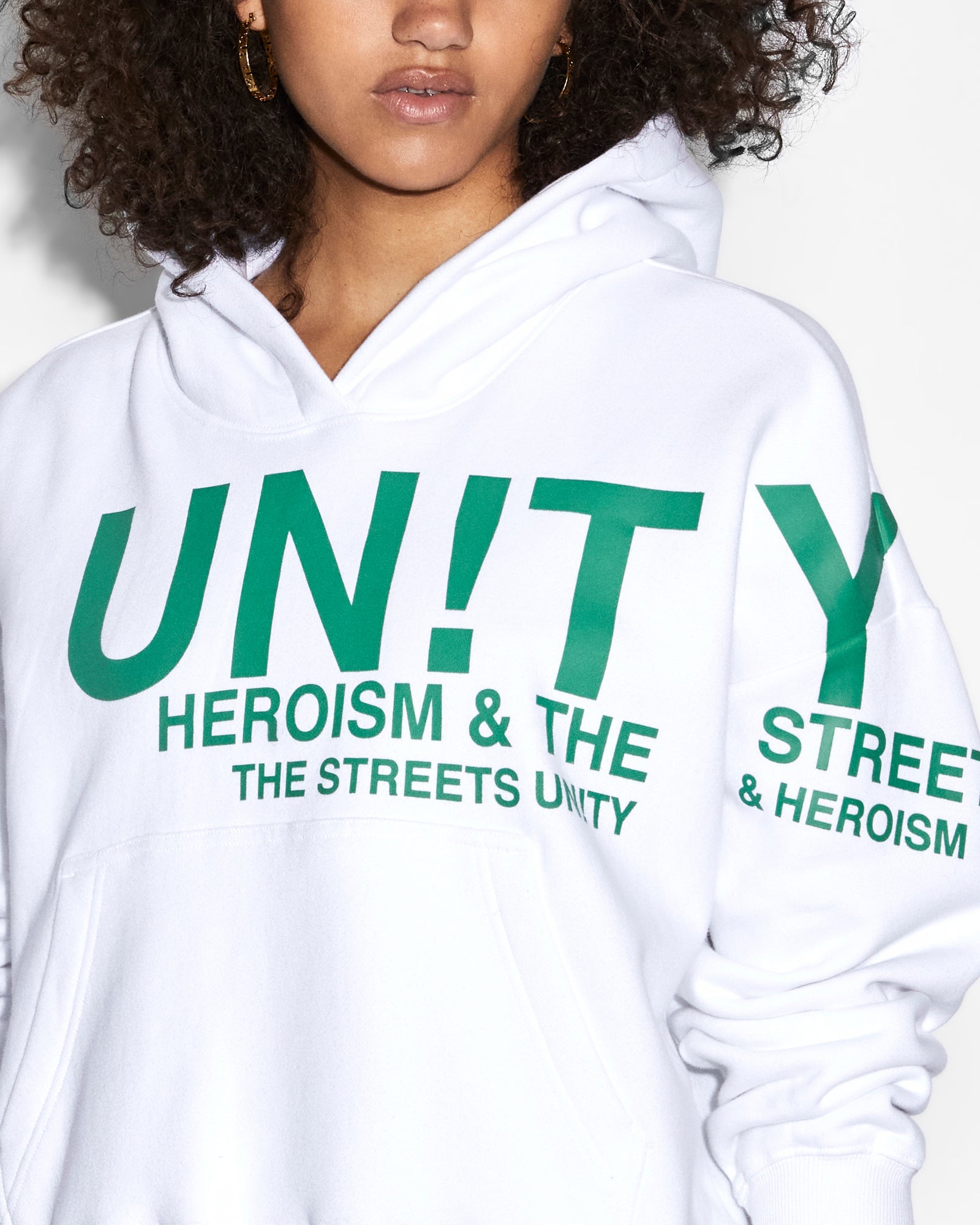 UNITY SLOUCH HOODIE - Women's Oversized White Hooded Sweatshirt | Cozy Fleece Pullover for Casual Wear, Lounge & Street Style