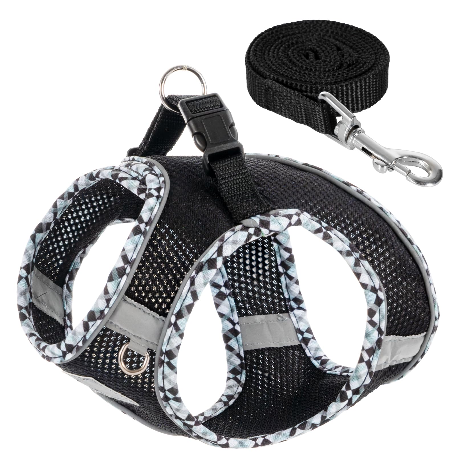 No Pull Dog Harness and Leash Set - Soft Breathable Adjustable Pet Vest for Small Dogs, Puppies & Cats - Reflective Step-in Design for Safe Night Walks - Perfect for Daily Walks, Training & Outdoor Adventures