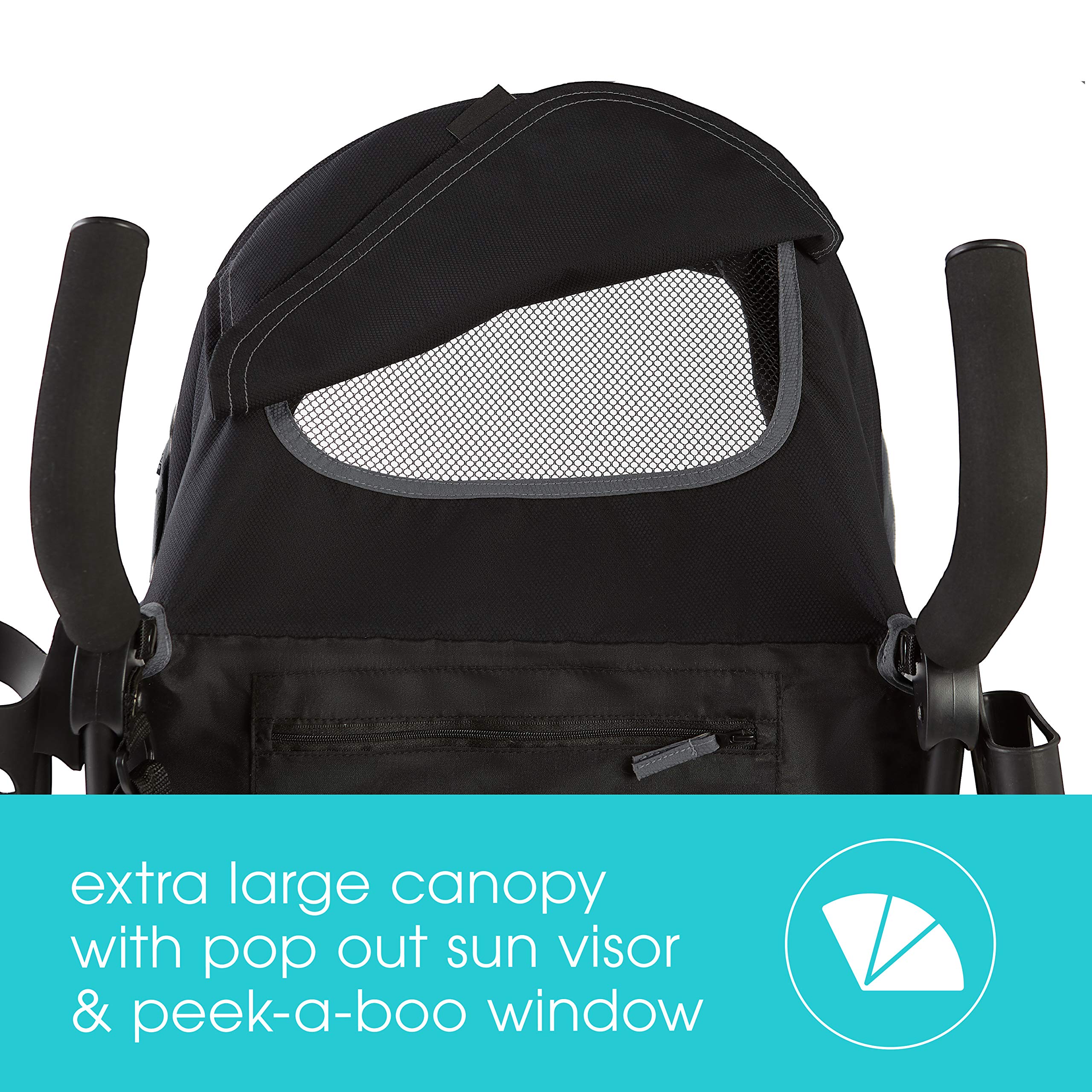Summer Infant 3Dlite+ Lightweight Umbrella Stroller - Compact Fold, Oversized Canopy & Extra Storage - Black | Perfect for Travel, Shopping & Everyday Use