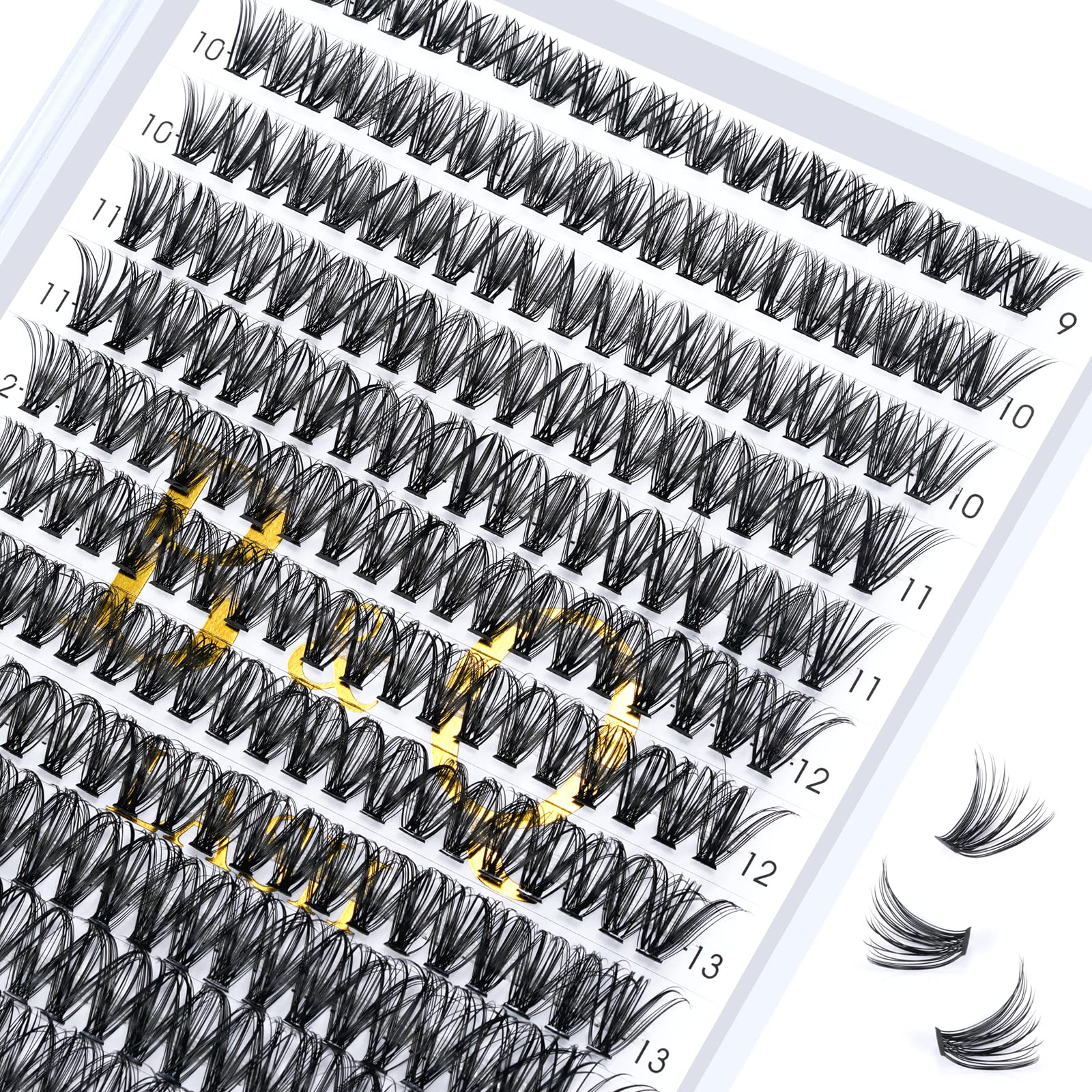 40D-0.07D-9-16MIX False Eyelash Clusters - 280 Pcs DIY Eyelash Extensions Kit for Home Use (20D 30D 40D Individual Lashes) - Perfect for Natural Look, Volume Lash Effects & Professional Salon Style at Home