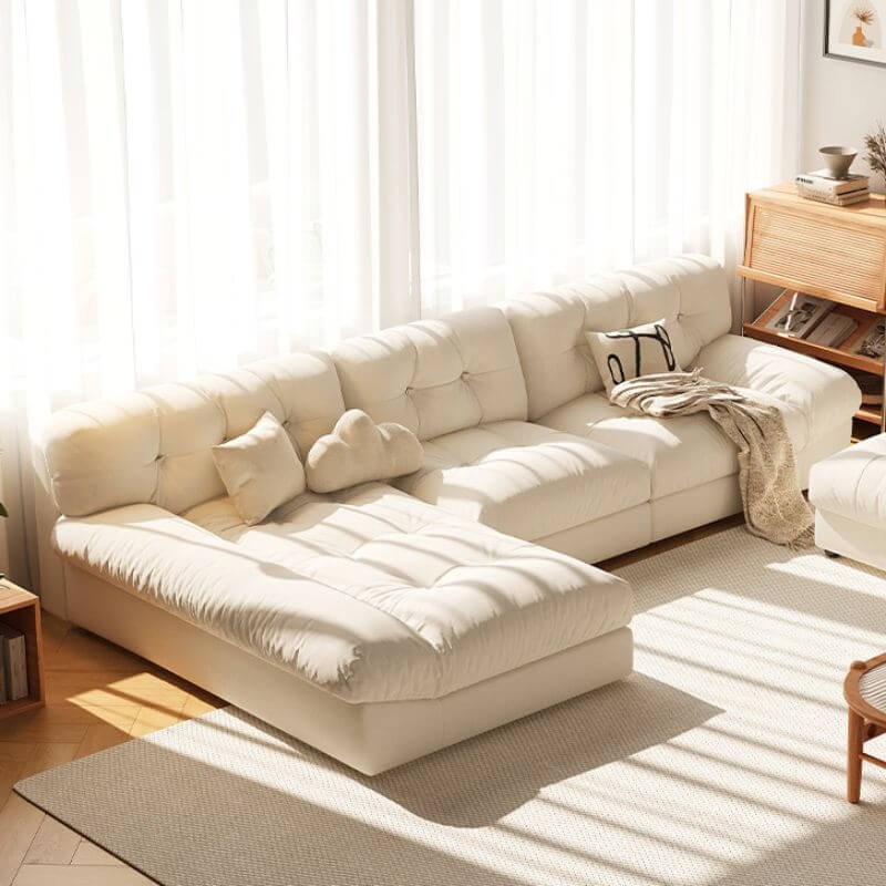 L-Shaped Sectional Sofa with Chaise Lounge - Left-Facing, Button Tufted Upholstery for Living Room & Home Theater Comfort