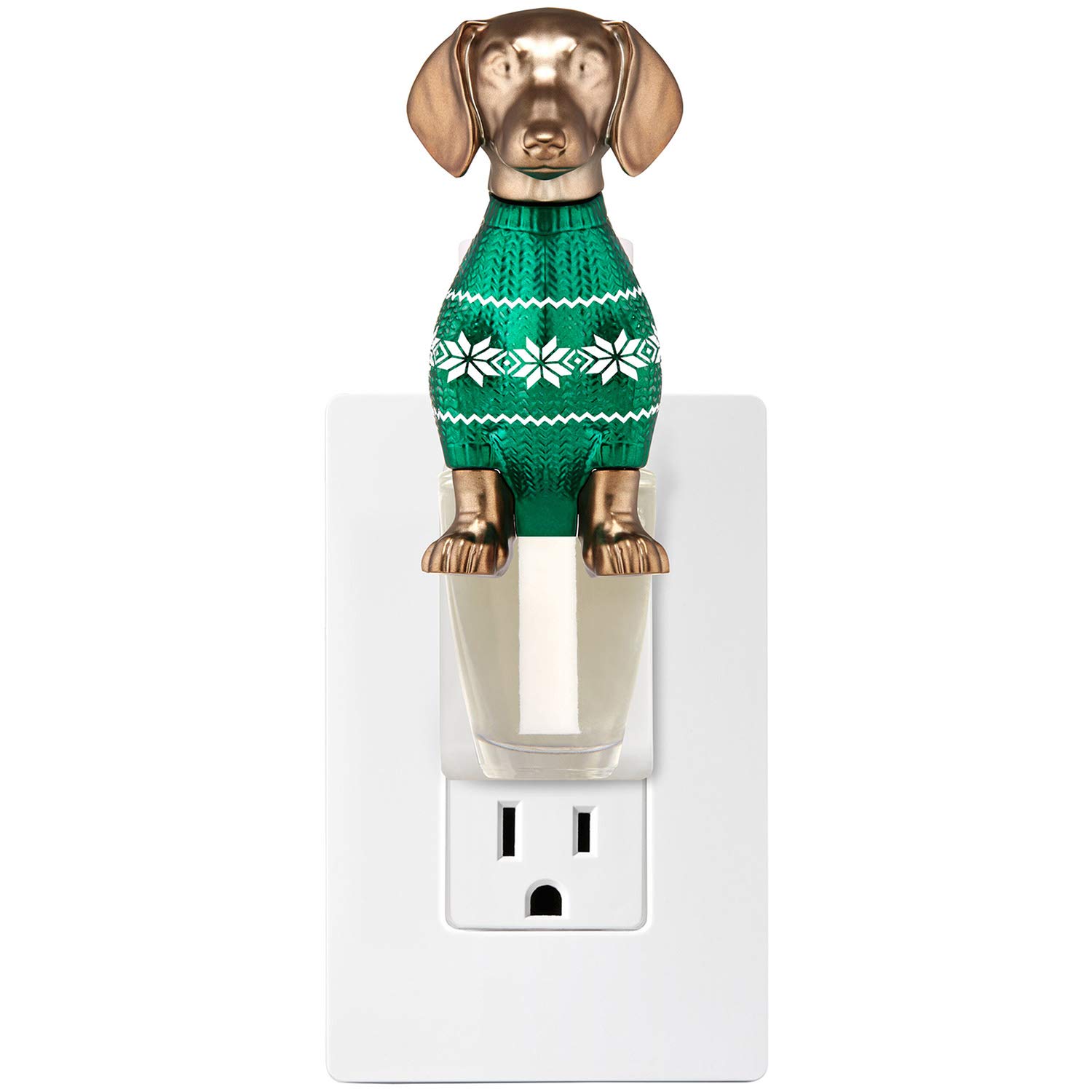 Bath and Body Works Dachshund Wallflower Fragrance Plug with Green Sweater - Long-Lasting Home Air Freshener for Living Room, Bedroom & Bathroom