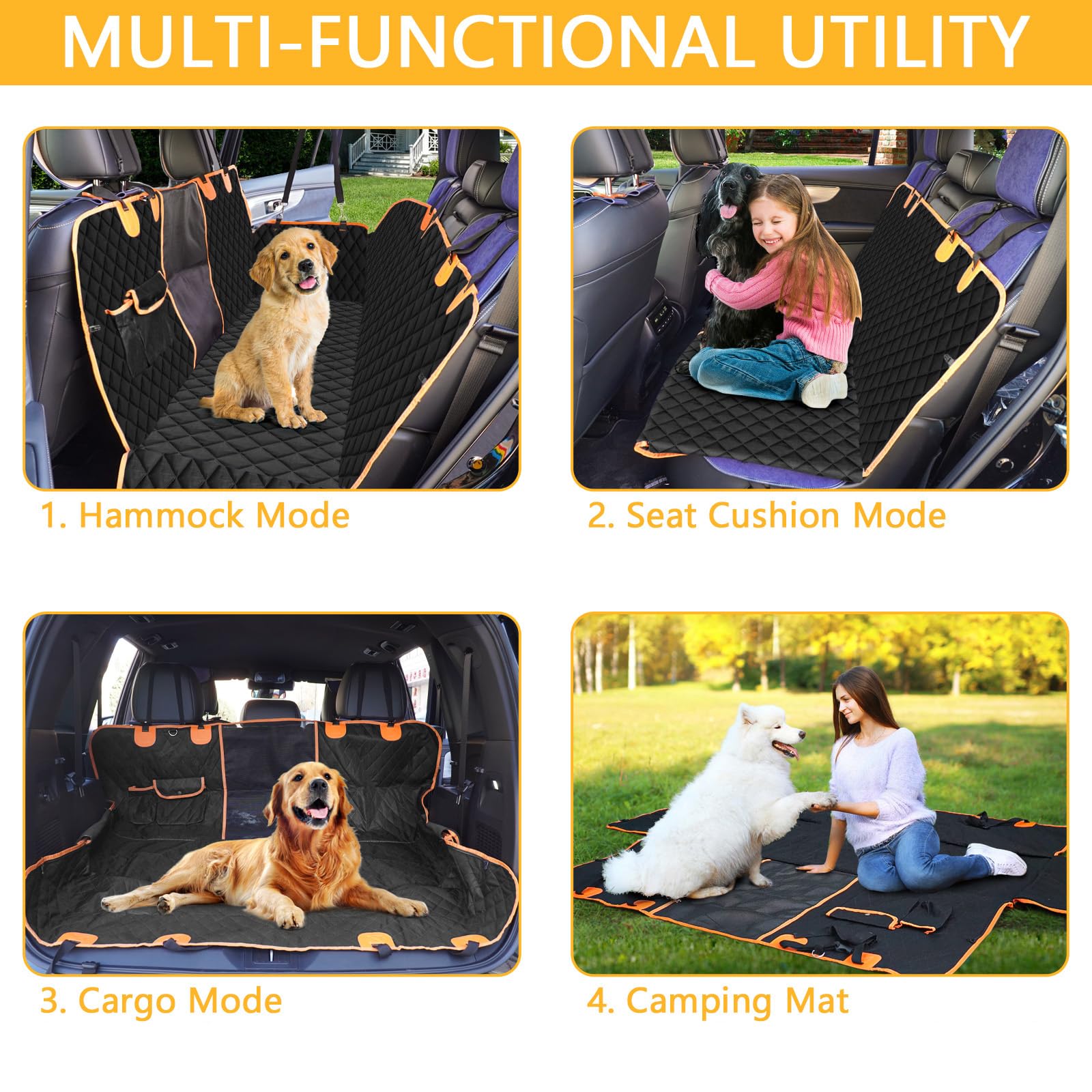 Waterproof Dog Car Seat Cover for Back Seat - Durable Pet Hammock & Seat Protector with Safety Belt | Ideal for Cars, Trucks & SUVs | Perfect for Travel, Daily Commute & Outdoor Adventures with Your Dog