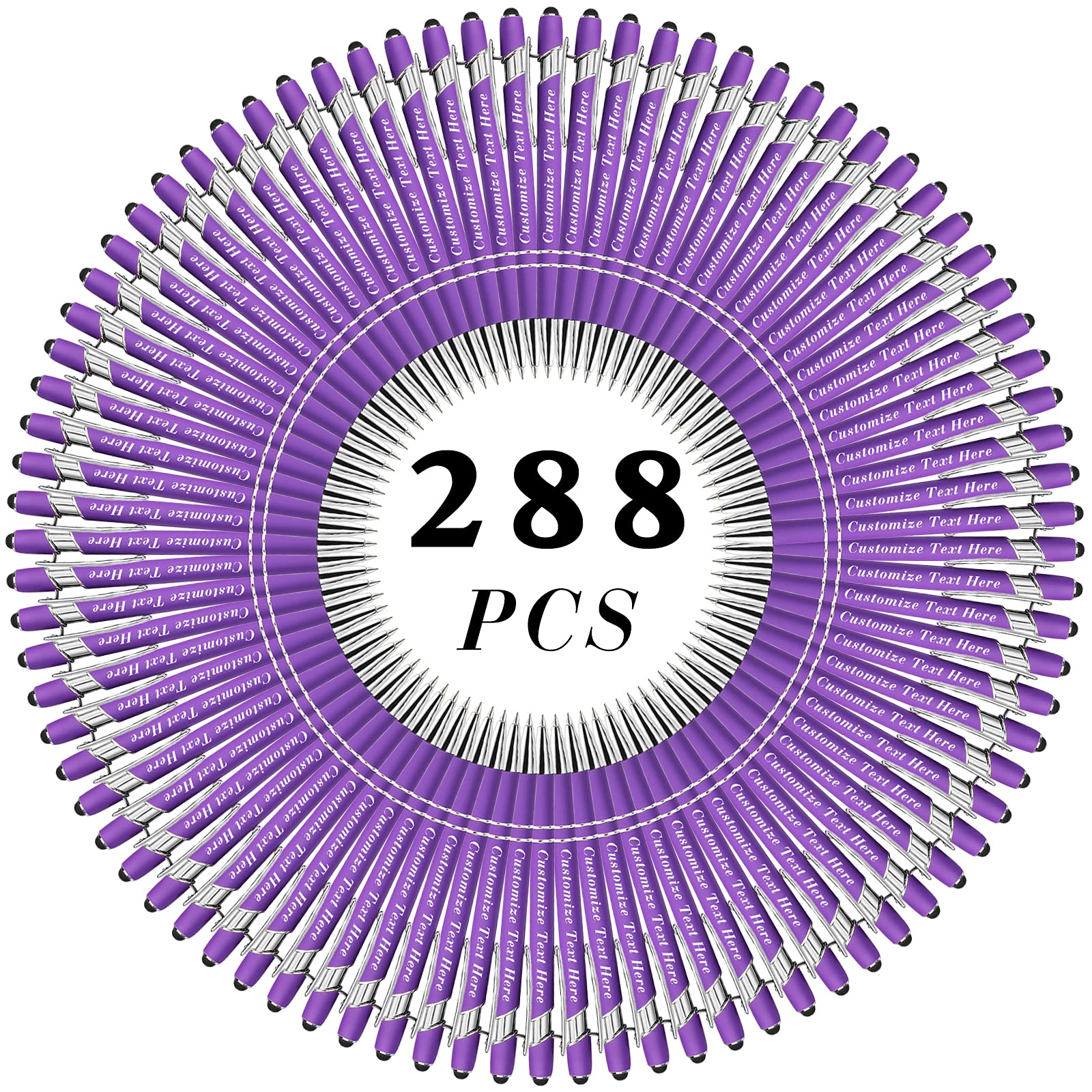 Custom Engraved Ballpoint Pens Bulk 288 Pcs with Stylus Tip - Personalized Name, Message & Logo - Medium Point Black Ink - Perfect for Wedding Favors, Graduation Gifts, Birthday Party Favors & Christmas Presents - Ideal for Corporate Events, School Supplies & Office Use