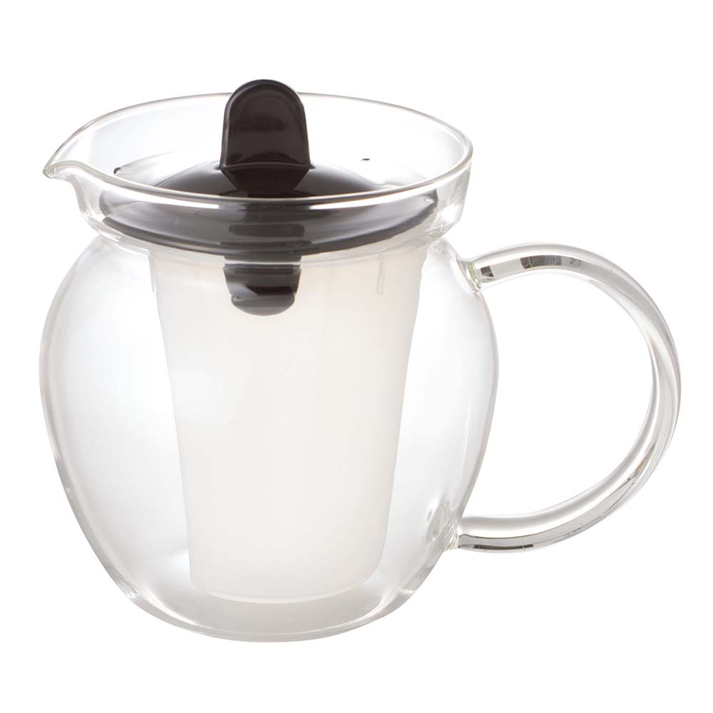 Iwaki Heat Resistant Glass Teapot with Stainless Steel Tea Strainer - 34oz Black Japanese Style Teapot for Loose Leaf Tea, Herbal Tea & Iced Tea Brewing - Perfect for Home, Office & Tea Ceremonies