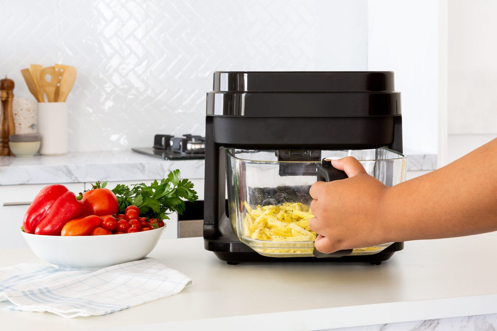 6.5L Glass Digital Air Fryer Oven - 1200W Powerful Convection Cooker with 200°C+ High Temp & Easy Clean Design - Perfect for Healthy Frying, Baking, Roasting & Reheating at Home
