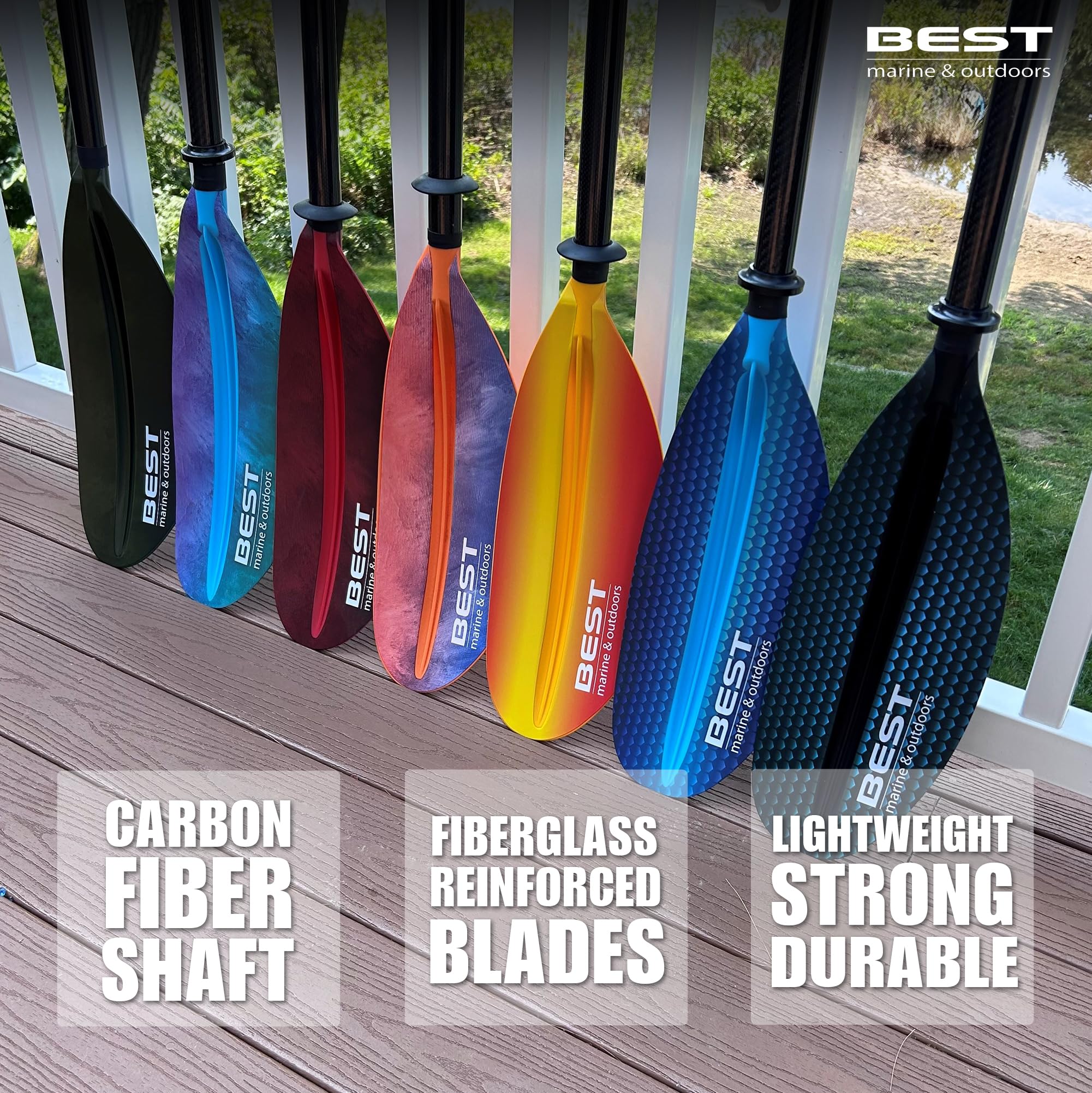 Premium Carbon Fiber Kayak Paddle with Fiberglass Reinforced Blades - 220cm/234cm/250cm Lightweight Paddles for Adults | Marine & Outdoor Kayaking, Canoeing, Fishing Adventures