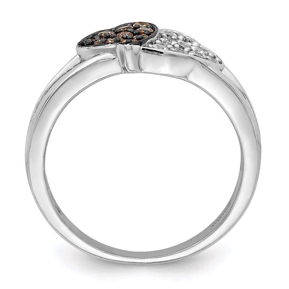 925 Sterling Silver Heart Ring with Champagne & Clear Cubic Zirconia - Elegant Women's Jewelry Gift for Anniversary, Valentine's Day & Special Occasions