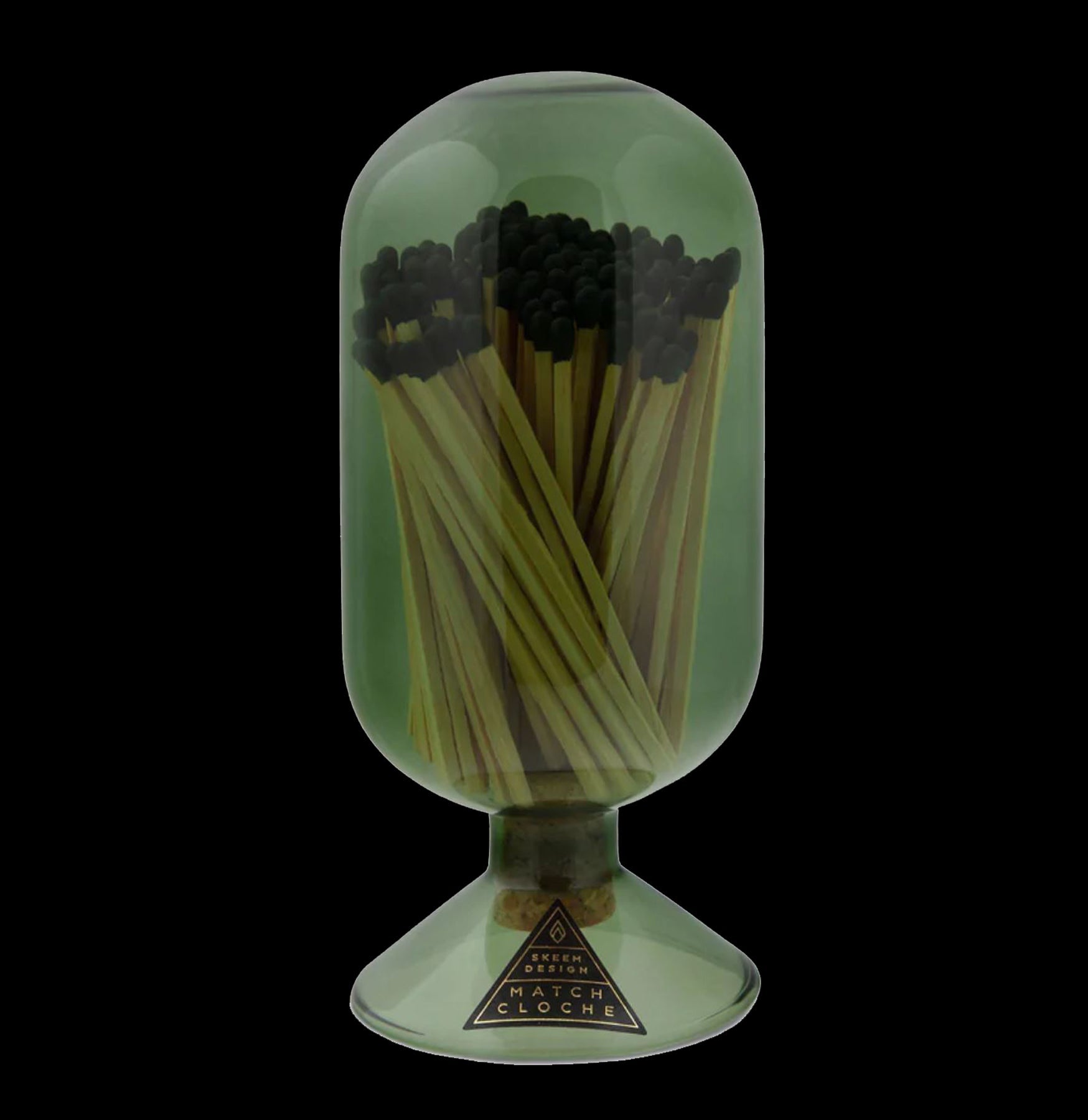 Olive Green Glass Cloche with Matches - Elegant Home Decor for Candles, Centerpieces & Wedding Table Settings