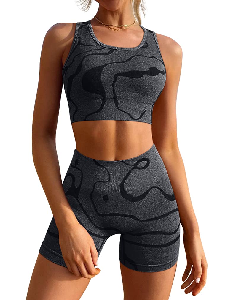 GXIN Women's 2-Piece Workout Set - High Waist Running Shorts & Seamless Yoga Sports Bra for Gym, Running, and Fitness Training | Perfect for Yoga, HIIT, and Active Lifestyle