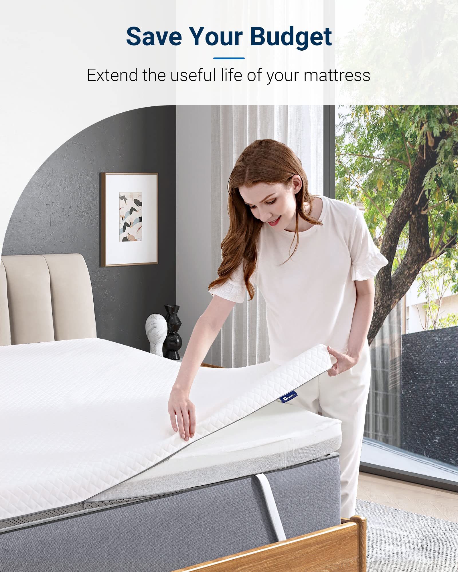 Avenco 4 Inch Cooling Gel Memory Foam Mattress Topper - Medium Firm Twin Size, CertiPUR-US Certified with Washable Cover - Perfect for Guest Beds, Dorms & Hot Sleepers (White, T4FM05)