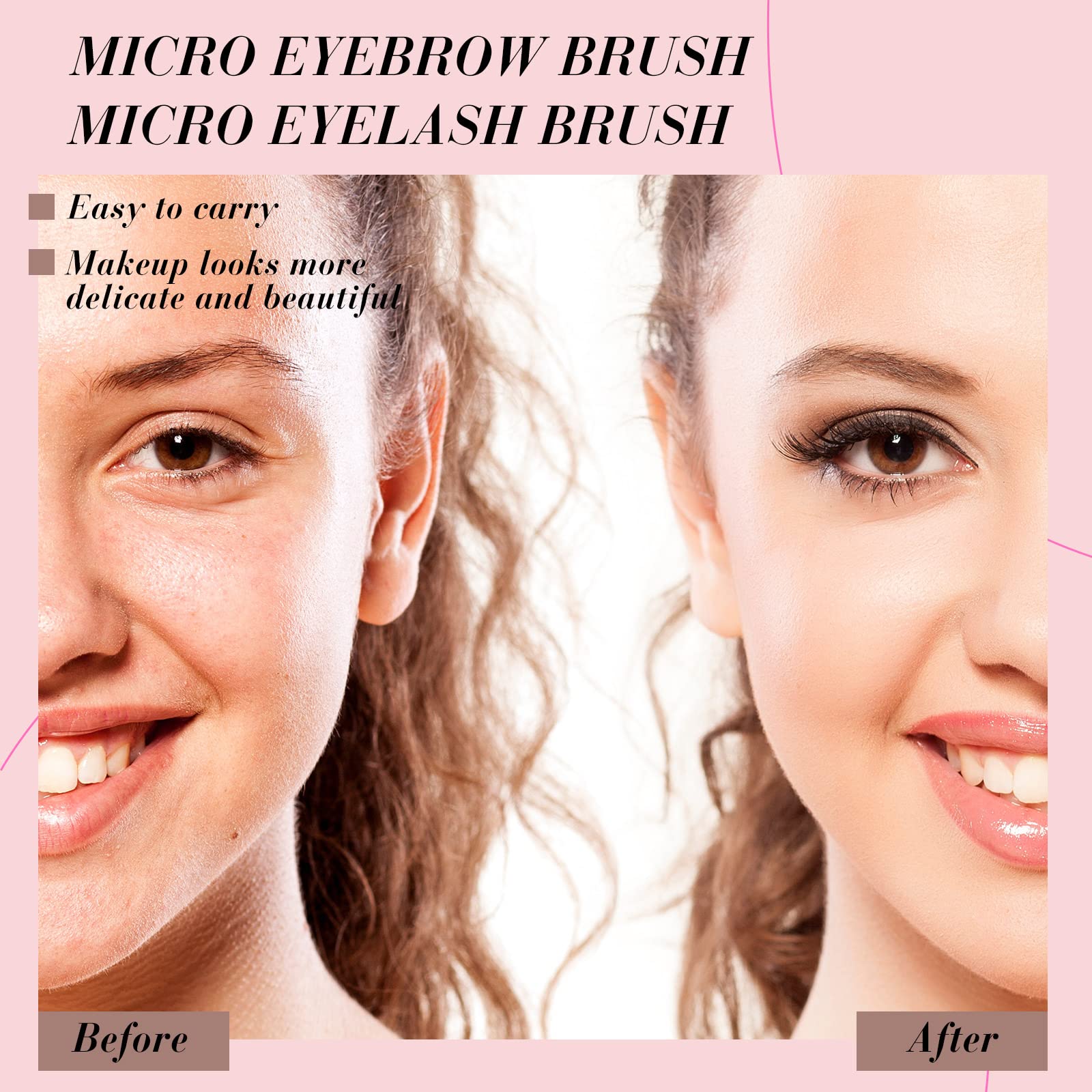 100 Pieces Micro Eyebrow Brush with Cap - Professional Brow Lamination & Eyelash Extension Tools - Multifunctional Eyebrow Brush & Lash Comb for Perfect Brows & Lashes (Pink) - Ideal for Salon, Home Use & Professional Makeup Artists