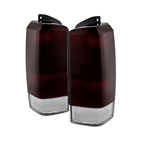 Jdragon Red Smoke LED Tail Lights Compatible for Jeep Cherokee 1997-2001 - Replacement Rear Brake Light Pair Set - Off-Road & Night Driving Safety Enhancement