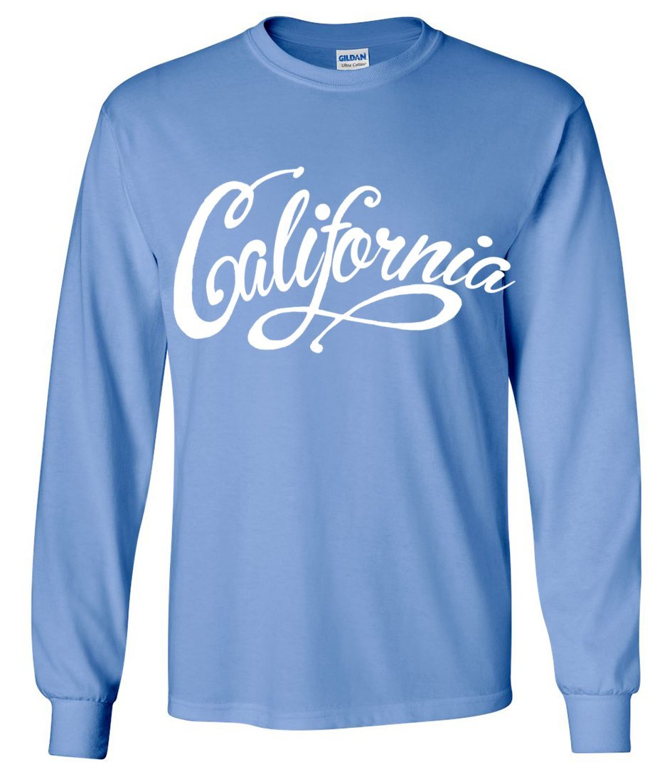 California Beach Script Long Sleeve Shirt for Men & Women - Soft Cotton Casual Surf Style Top - Perfect for Beach Vacations, Surfing & Summer Outfits