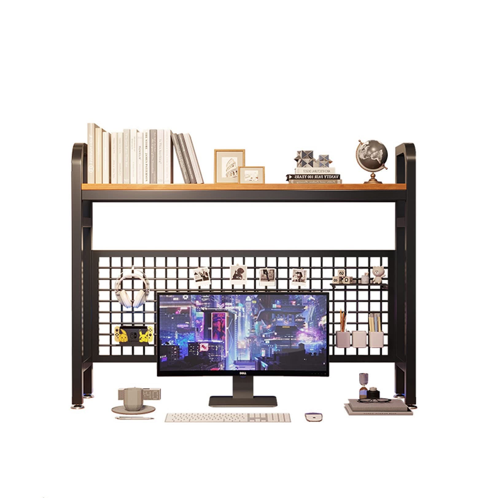 Desktop Organizer Bookshelf - Freestanding Computer Desk Storage Shelf & Display Rack for Office, Home, or Dorm Organization