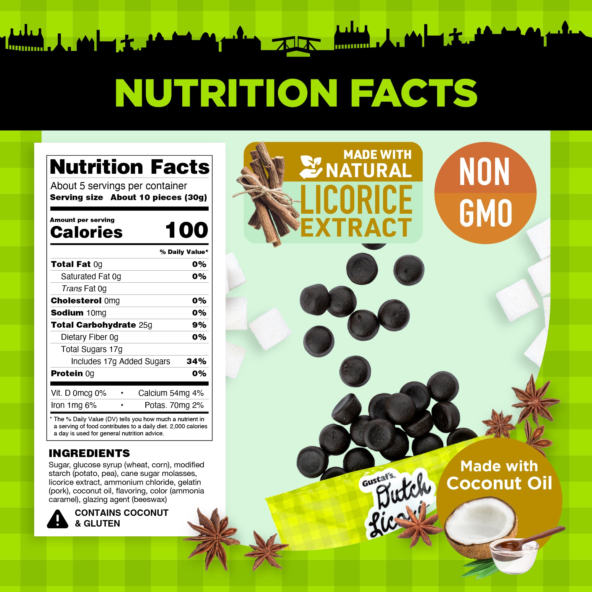 Gustaf's Dutch Licorice Drops - 5.2oz Bag | Authentic Black Licorice Candy from Netherlands | Sweet Dutch Liquorice Treats | Perfect for Movie Nights, Office Snacks & Gift Baskets