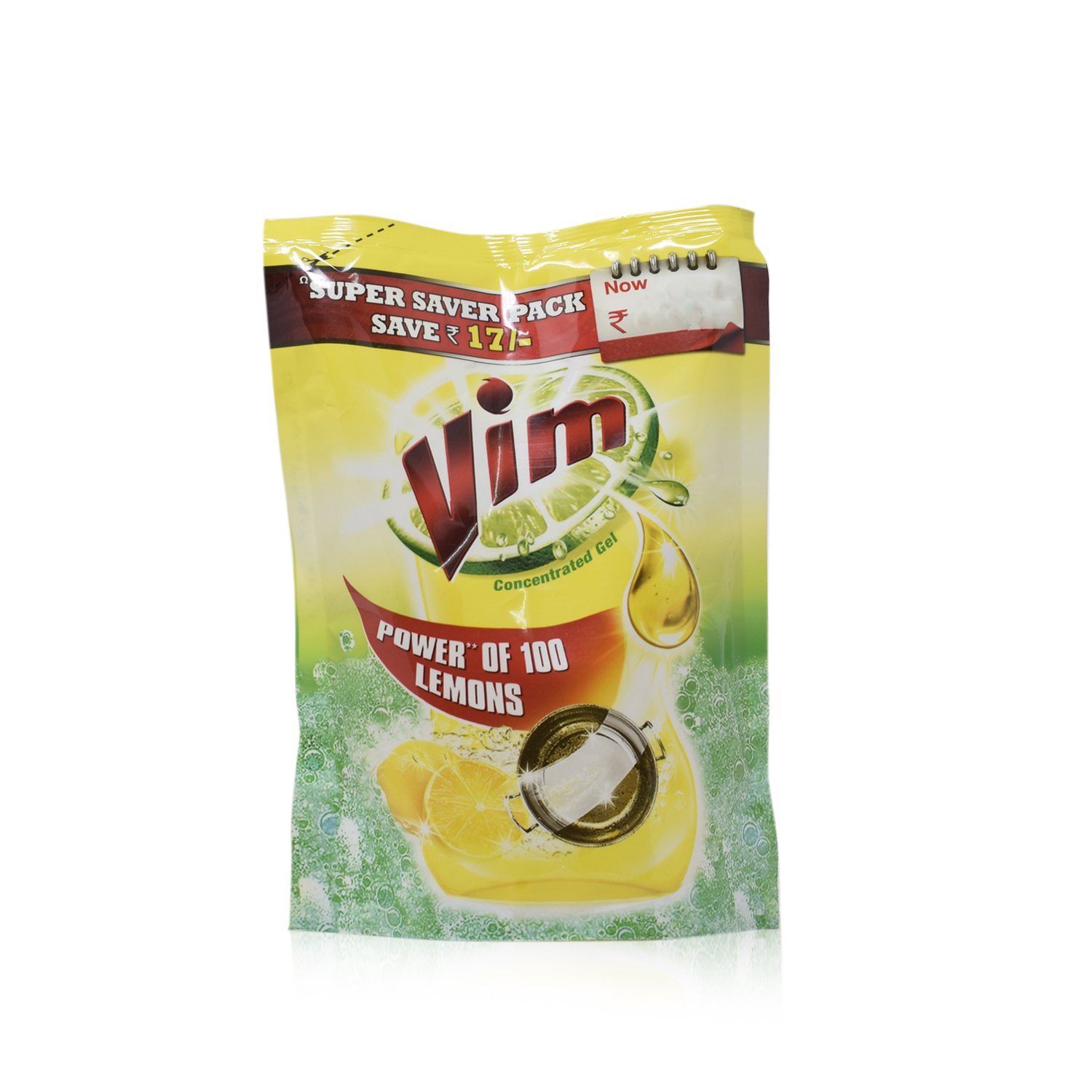 Vim Lemon Dishwashing Liquid - 500ml Refill Pouch | Fresh Lemon Scent | Powerful Grease Removal | Ideal for Kitchen, Sink, and Dish Cleaning