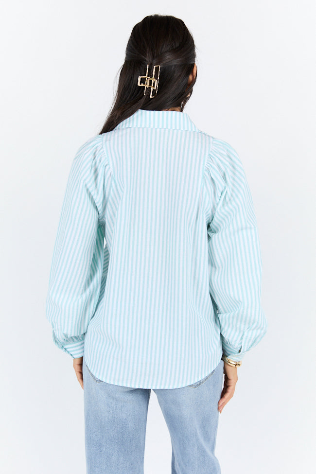 Stylish Green Striped Button Down Shirt for Women - Casual & Office Wear - Perfect for Work, Dates & Everyday Outfits