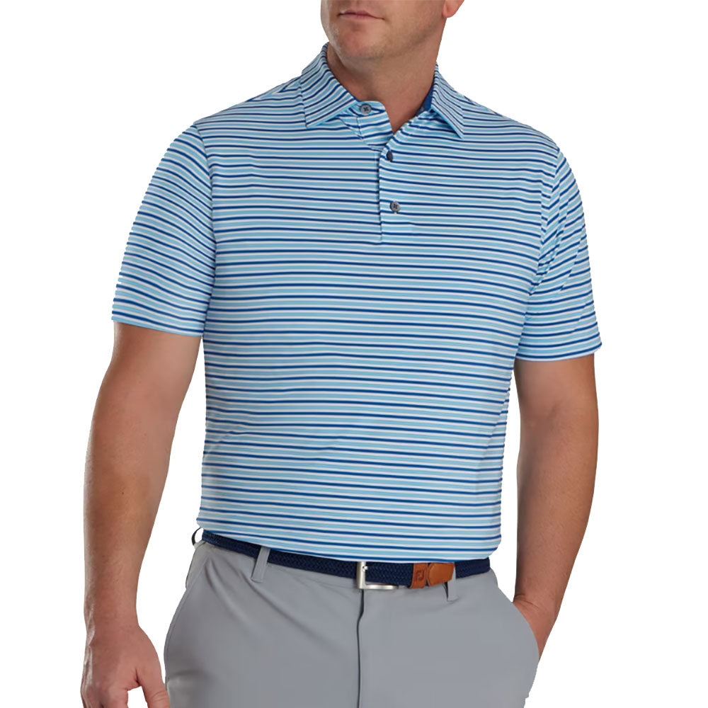 FootJoy Multi Pinstripe Men's Golf Polo Shirt - Moisture-Wicking & UV Protection for Comfortable Golfing & Outdoor Sports