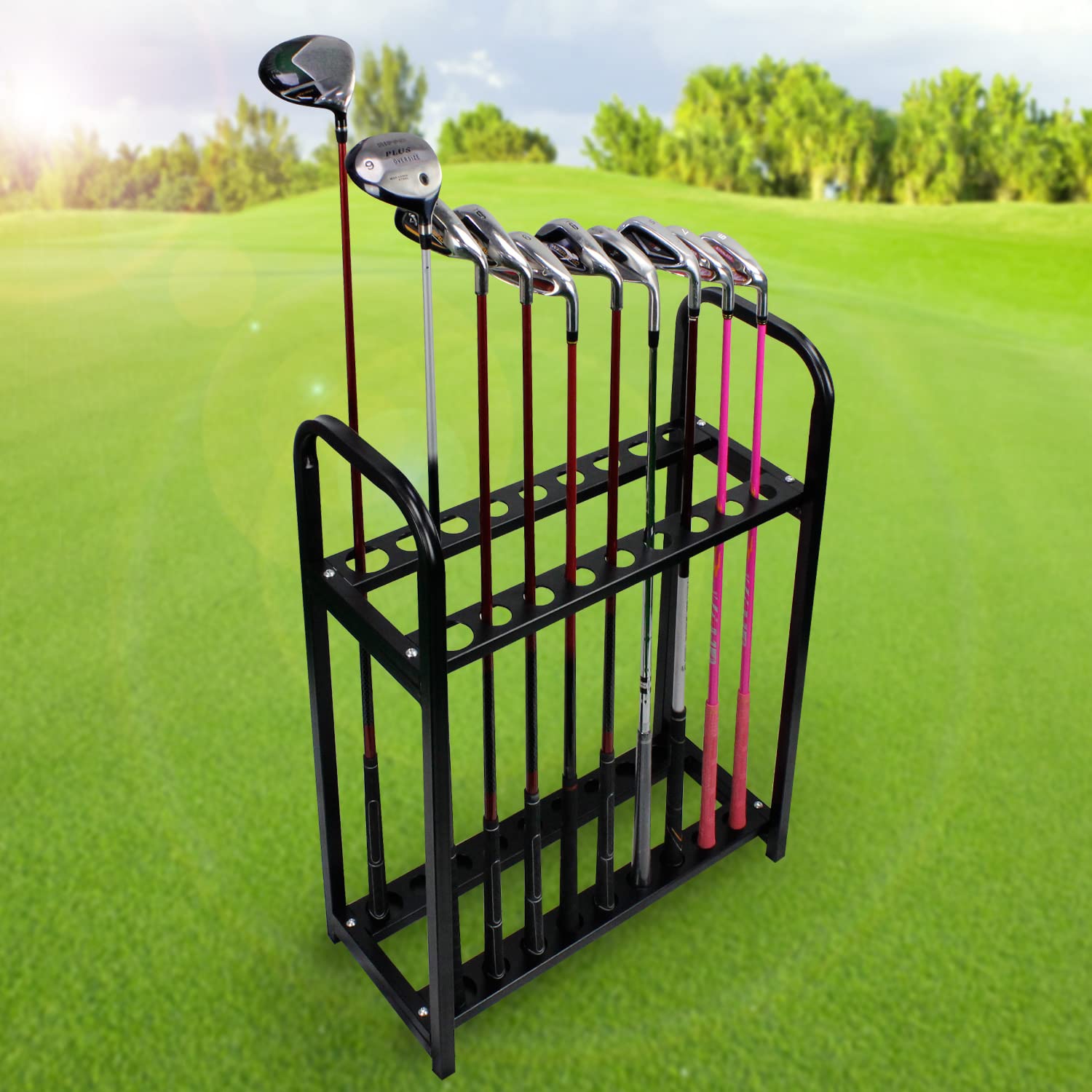 Premium Acrylic Golf Club Organizer - 18 Hole Golf Putter Rack for Display & Storage | Perfect for Home, Office, or Pro Shop Organization