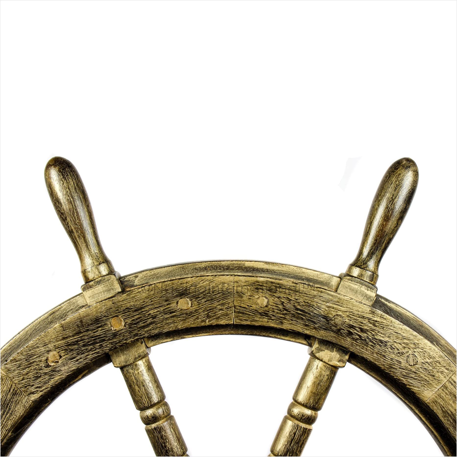 Antique Golden Nautical Wooden Ship Wheel - 12 Inch Handcrafted Maritime Decor for Pirate Nursery, Coastal Home Decor, and Themed Parties | Nagina International