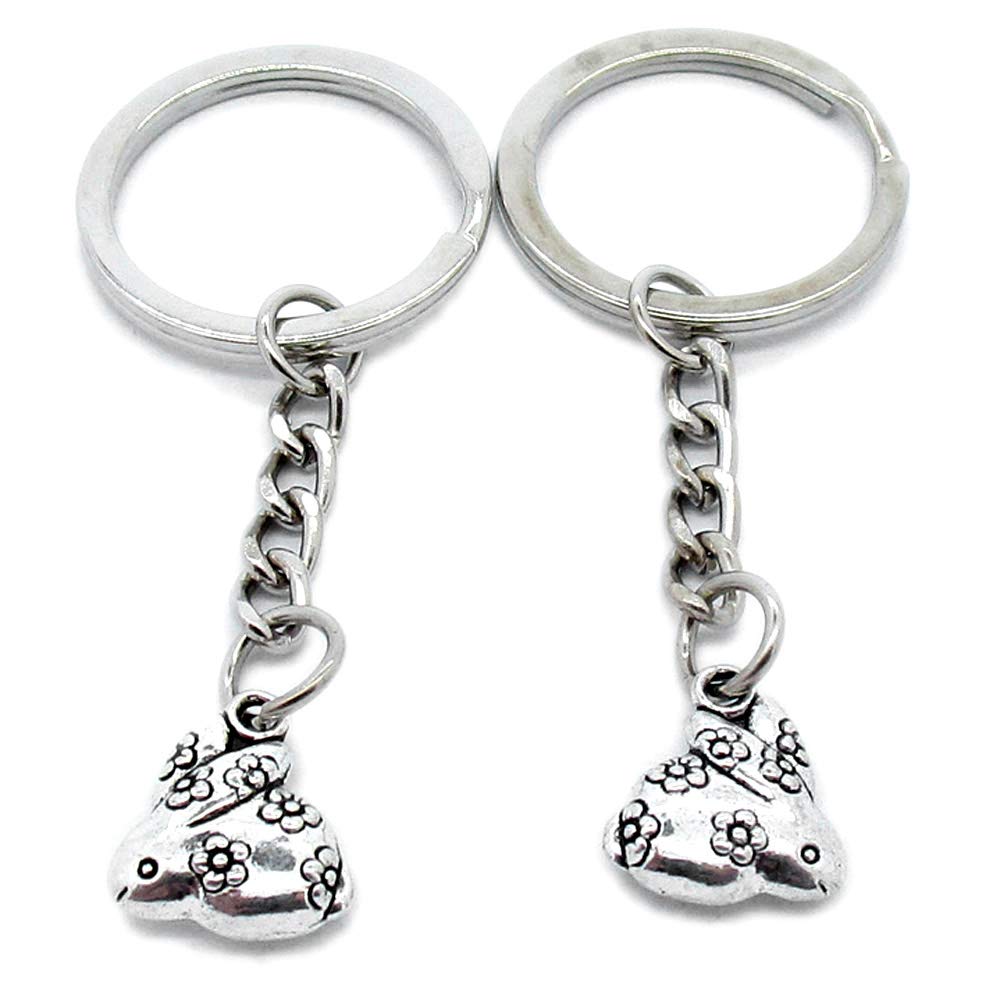 Vintage Silver Metal Keychain - Chinese Zodiac Rabbit Design, Antique Style Key Ring for Easter Gifts, Home Decor & Car Keys Accessories