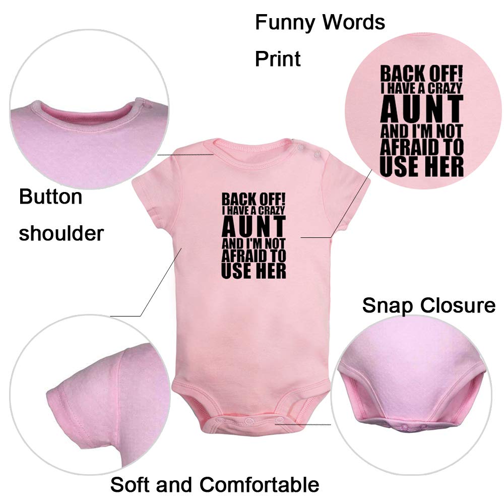 iDzn Pack of 2 Funny Baby Romper Bodysuits - 'Back Off! I Have A Crazy Aunt' & 'My Aunt Loves Me More Than Tacos' Infant Jumpsuit Outfits for Newborns, Photo Shoots & Family Gatherings