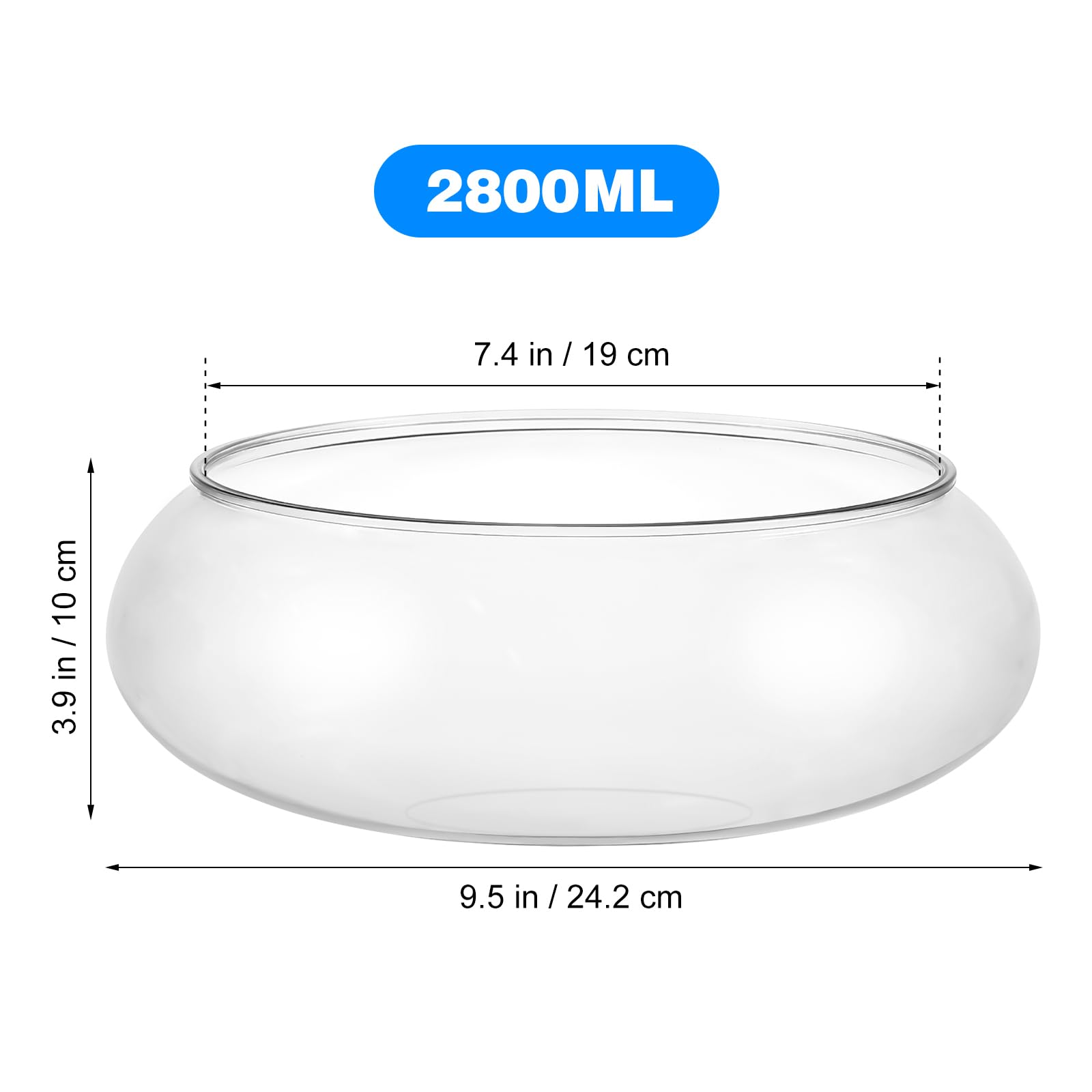 Clear Glass Fish Bowl Vase - 2800ML Round Bubble Bowl for Aquatic Plants, Terrarium, Hydroponic Planter & Wedding Centerpiece | Perfect for Home Decor, Office Desk & Event Tabletop Displays