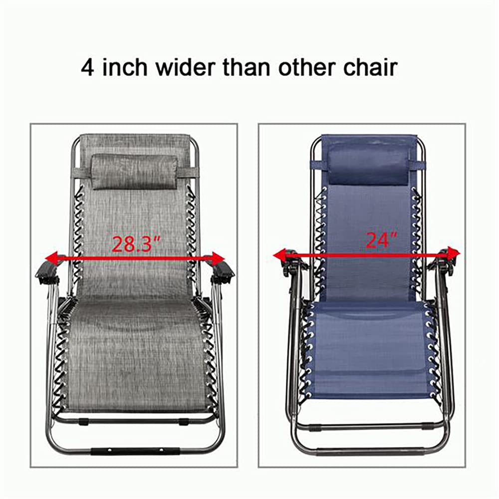Premium Wide Folding Beach Chairs for Adults - Zero Gravity Lounge Chair with Adjustable Headrest Pillow & Cup Holder - Perfect for Poolside Relaxation, Backyard Lounging, Beach Vacation & Outdoor Camping