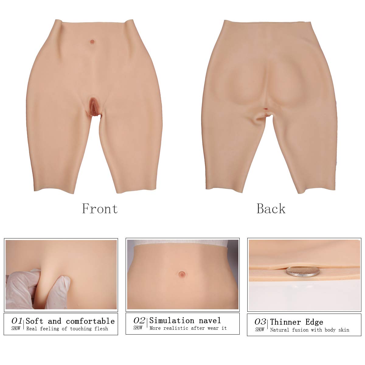 Realistic Silicone Butt Shaper Pants - Hip Enhancer Shapewear for Crossdresser, Transgender & Cosplay | Perfect for Costumes, Drag Shows & Body Contouring