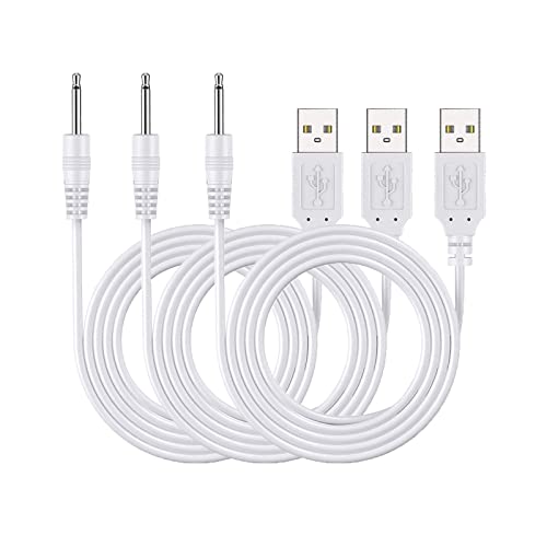 3-Pack 2.5mm DC USB Charging Cable for Vibrator Massager Wand - Compatible with Wand Vibrators & Massagers - Fast Charging USB Power Cord for Personal Massage Devices - Perfect for Home Spa, Relaxation & Intimate Moments